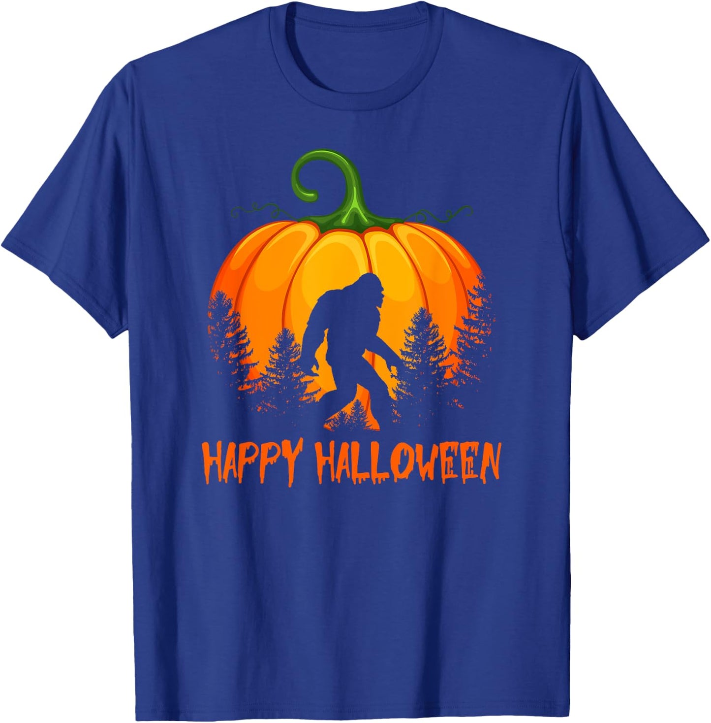 Vintage Bigfoot Pumpkin Halloween T-Shirt - T-Shirt | Royal