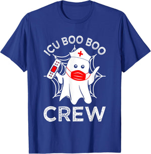 ICU Boo Boo Crew Intensive Care Unit Nurse Halloween Ghost T-Shirt - T-Shirt | Royal
