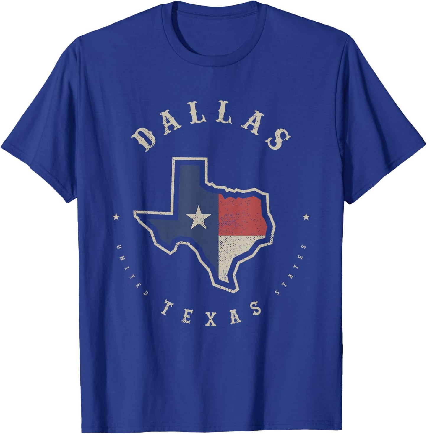 Vintage Dallas Texas State Flag Map Souvenir Gift T-Shirt - T-Shirt | Royal