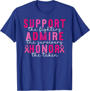 Breast Cancer Support Admire Honor Breast Cancer Awareness T-Shirt - T-Shirt | Royal
