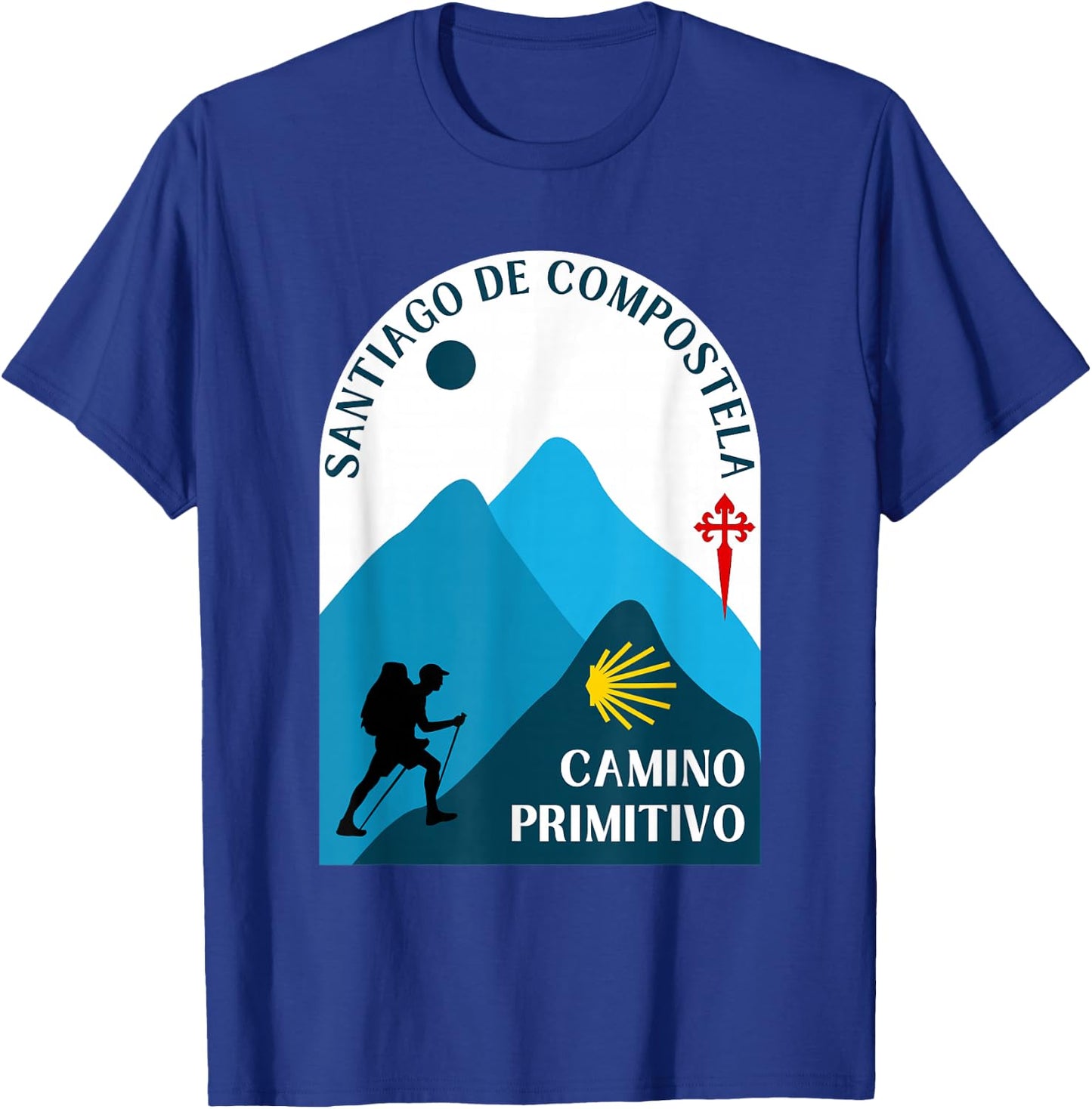 Camino Primitivo Man Walking Santiago Original Way T-Shirt - T-Shirt | Royal