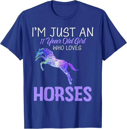 I'm an 11 Year Old Birthday Girl Who Loves Horses Tie Dye T-Shirt - T-Shirt | Royal