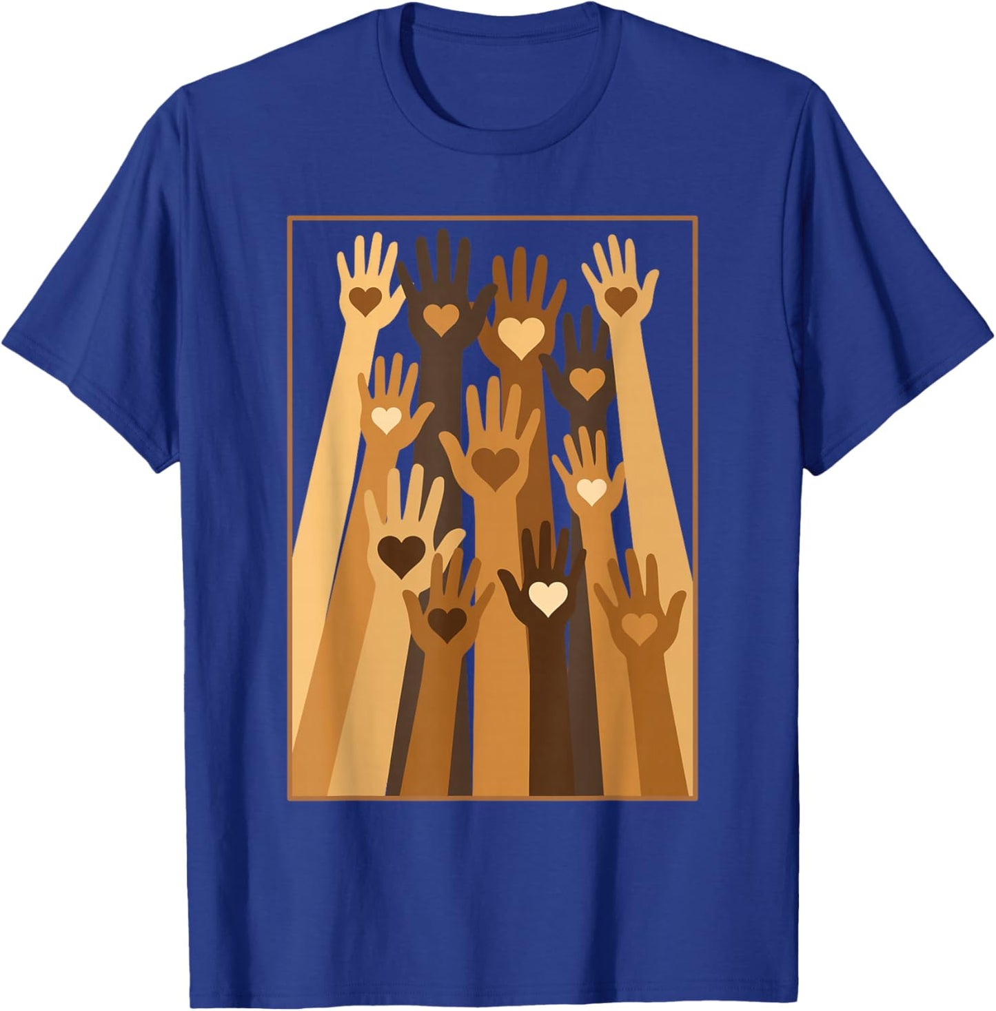 Melanin Hand Hearts Black History Month BLM African American T-Shirt - T-Shirt | Royal