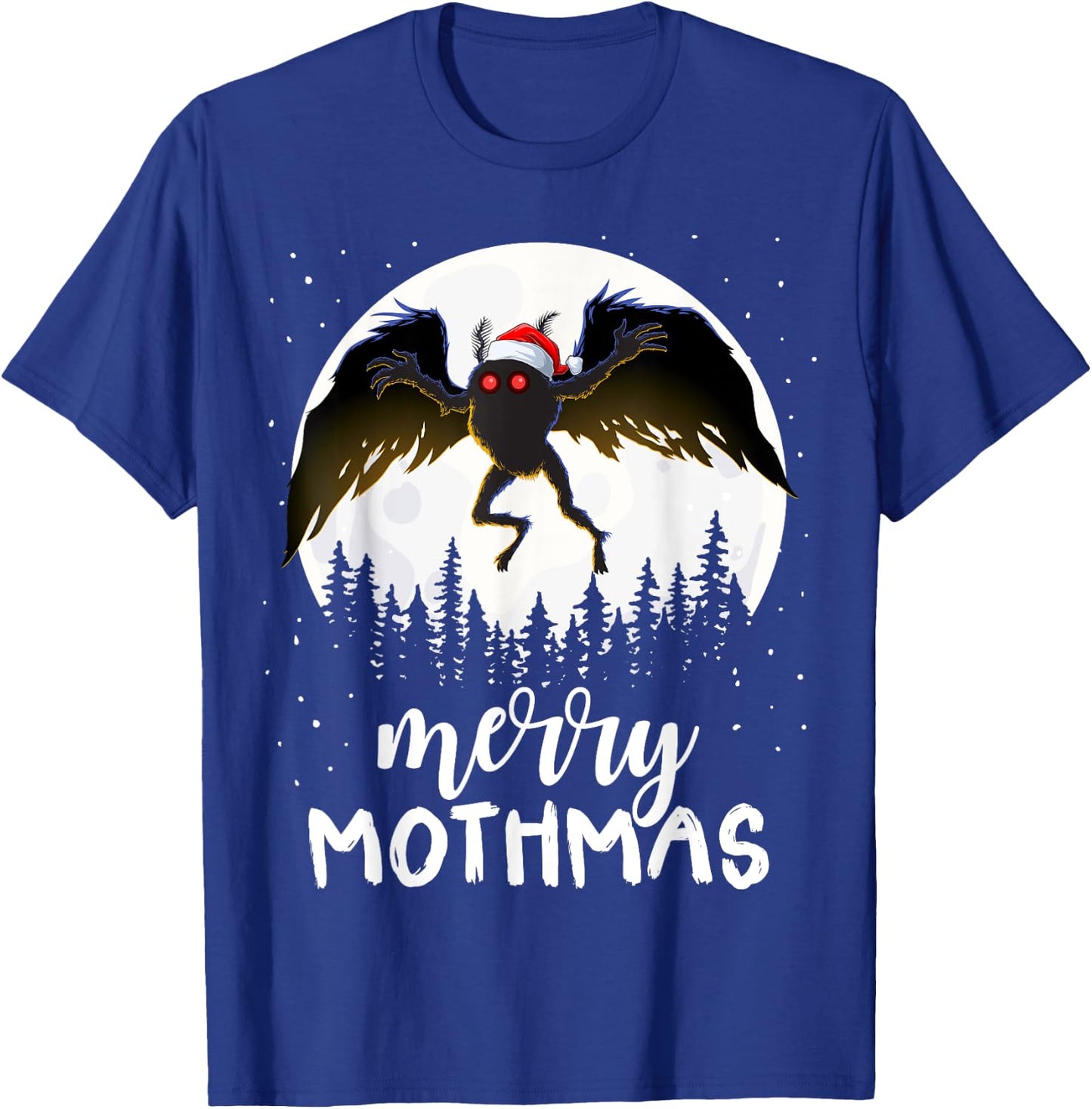 Christmas Mothman Merry Mothmas Creepy Folklore Cryptid Xmas T-Shirt - T-Shirt | Royal