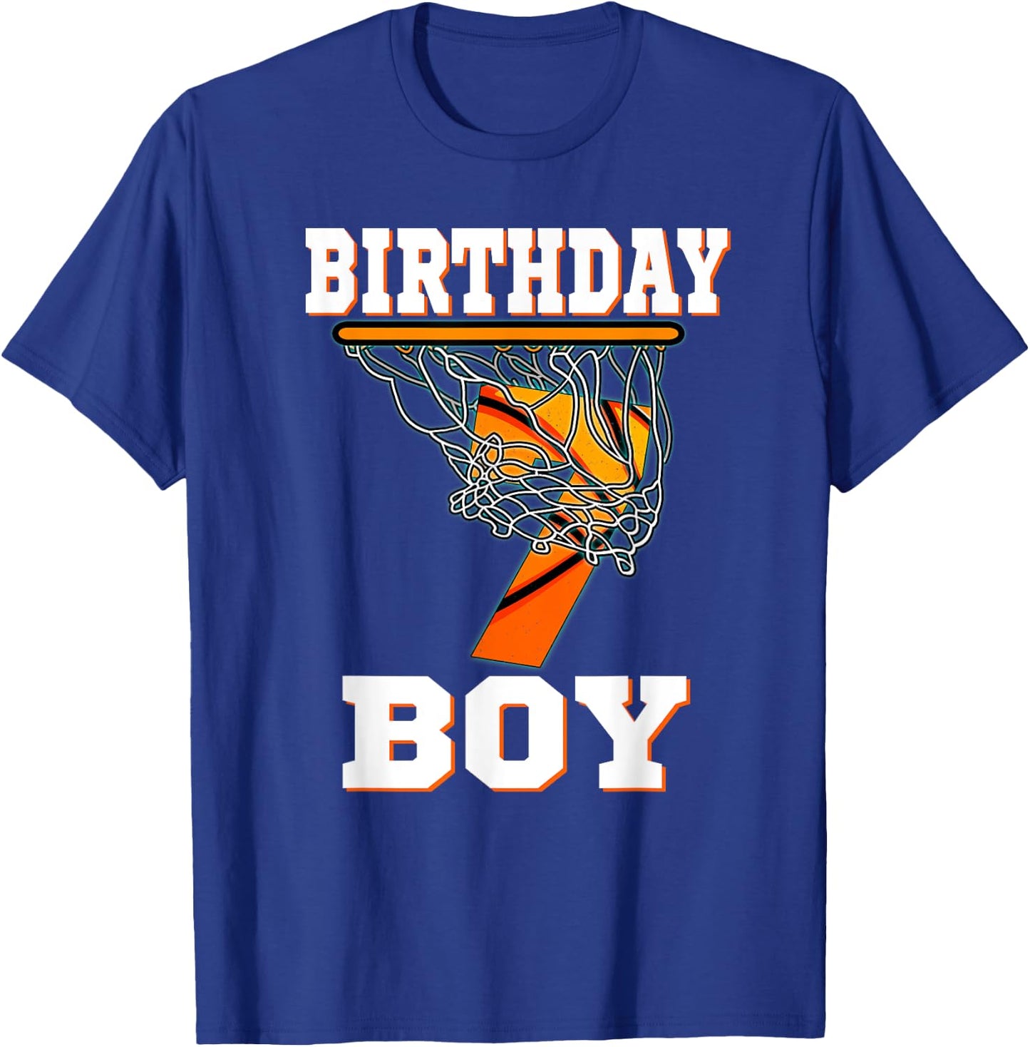 7 Years Old Basketball Boy 7th Birthday Party Celebration T-Shirt - T-Shirt | Royal