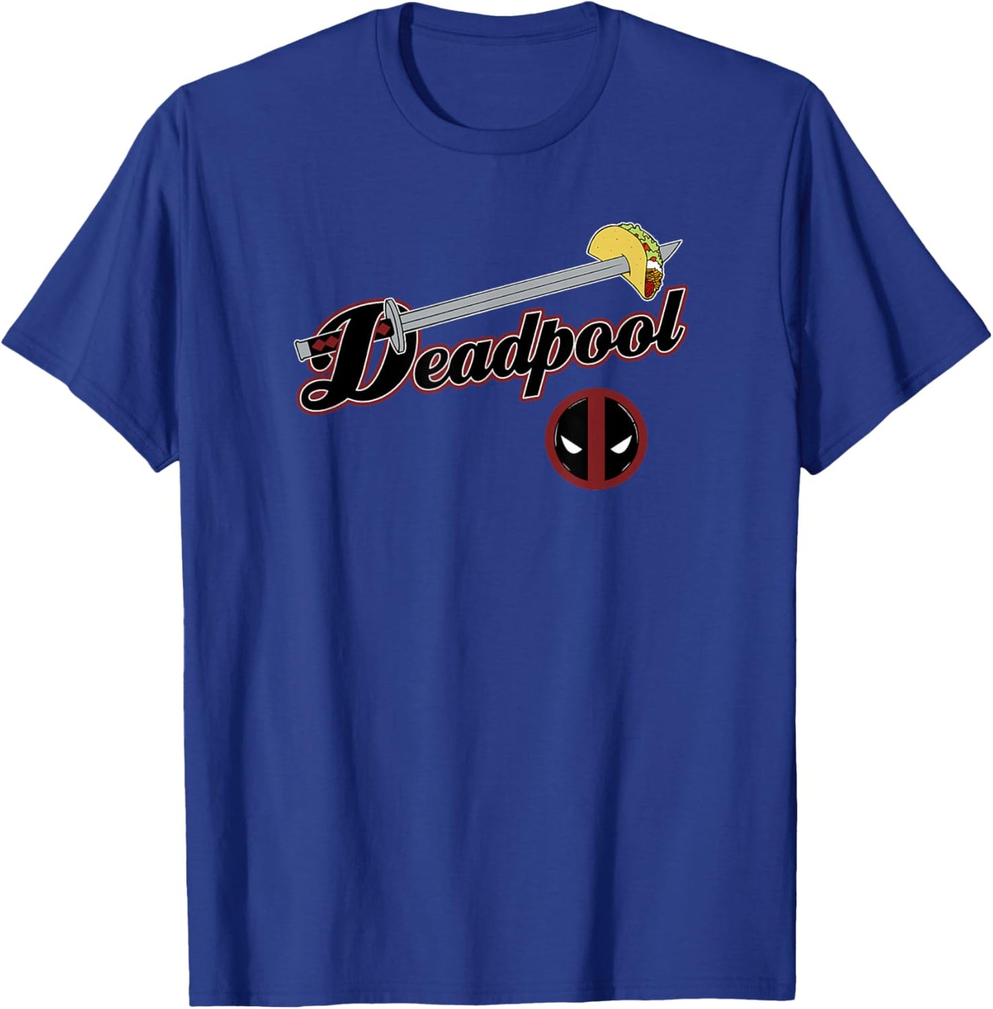Marvel Comics Retro Classic Deadpool Sword & Taco Logo T-Shirt - T-Shirt | Royal