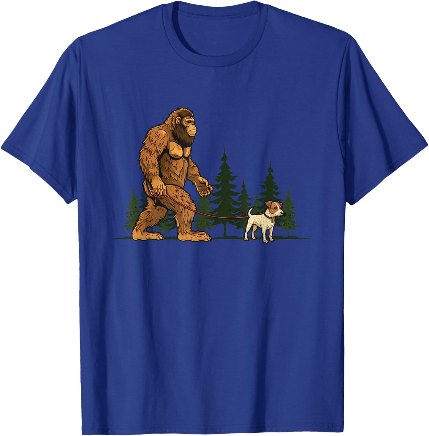 Funny Jack Russell Bigfoot Dog Walking Dog Mom Dad Kids T-Shirt - T-Shirt | Royal