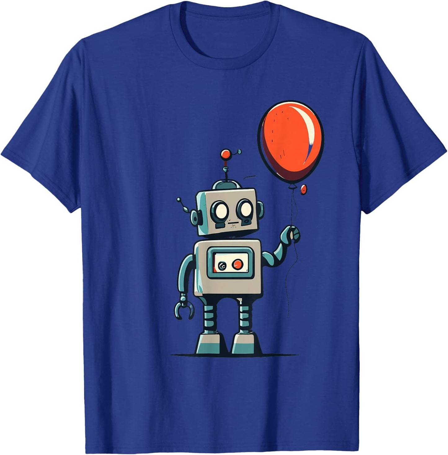 Cute Retro Robot Holding Balloon For Kids And Robot Lovers T-Shirt - T-Shirt | Royal