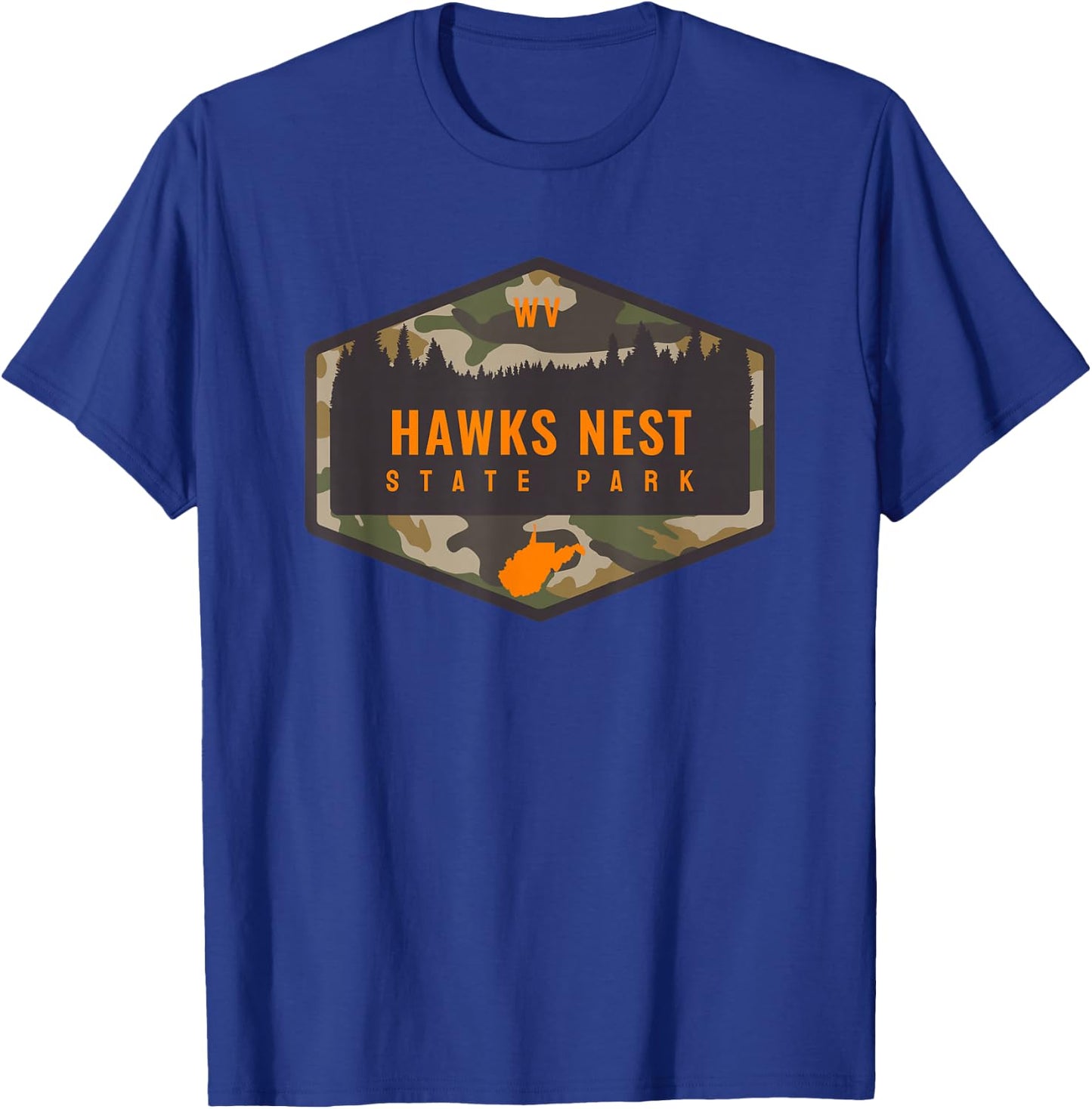 Hawks Nest State Park West Virginia WV Camouflage Vacation T-Shirt - T-Shirt | Royal