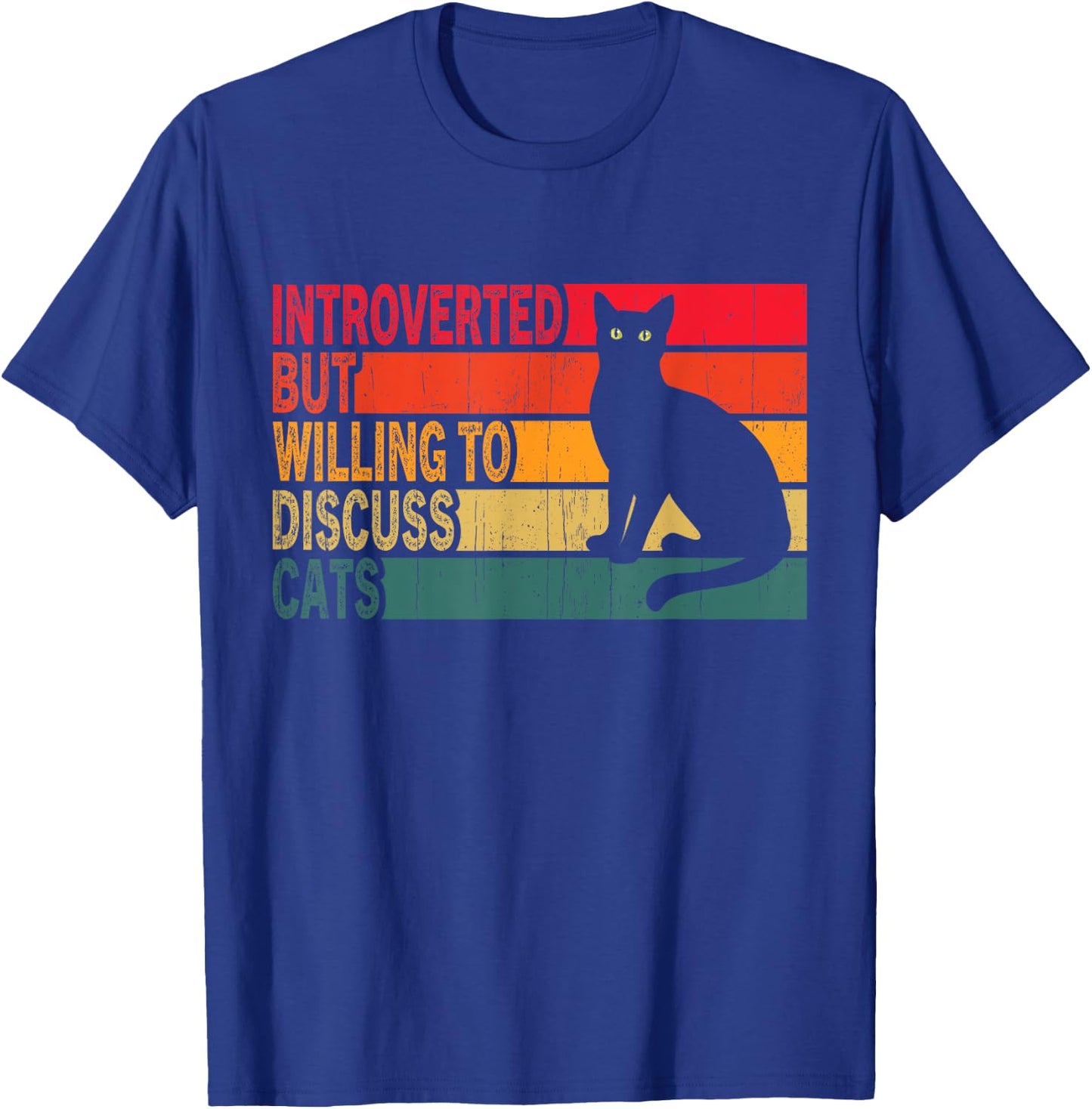 Introverted But Willing To Discuss Cats Vintage Cat Lover Women T-Shirt - T-Shirt | Royal