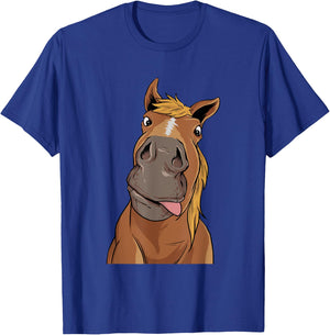 Hilarious Horse Face - Horses Horseman Equestrian Riding T-Shirt - T-Shirt | Royal