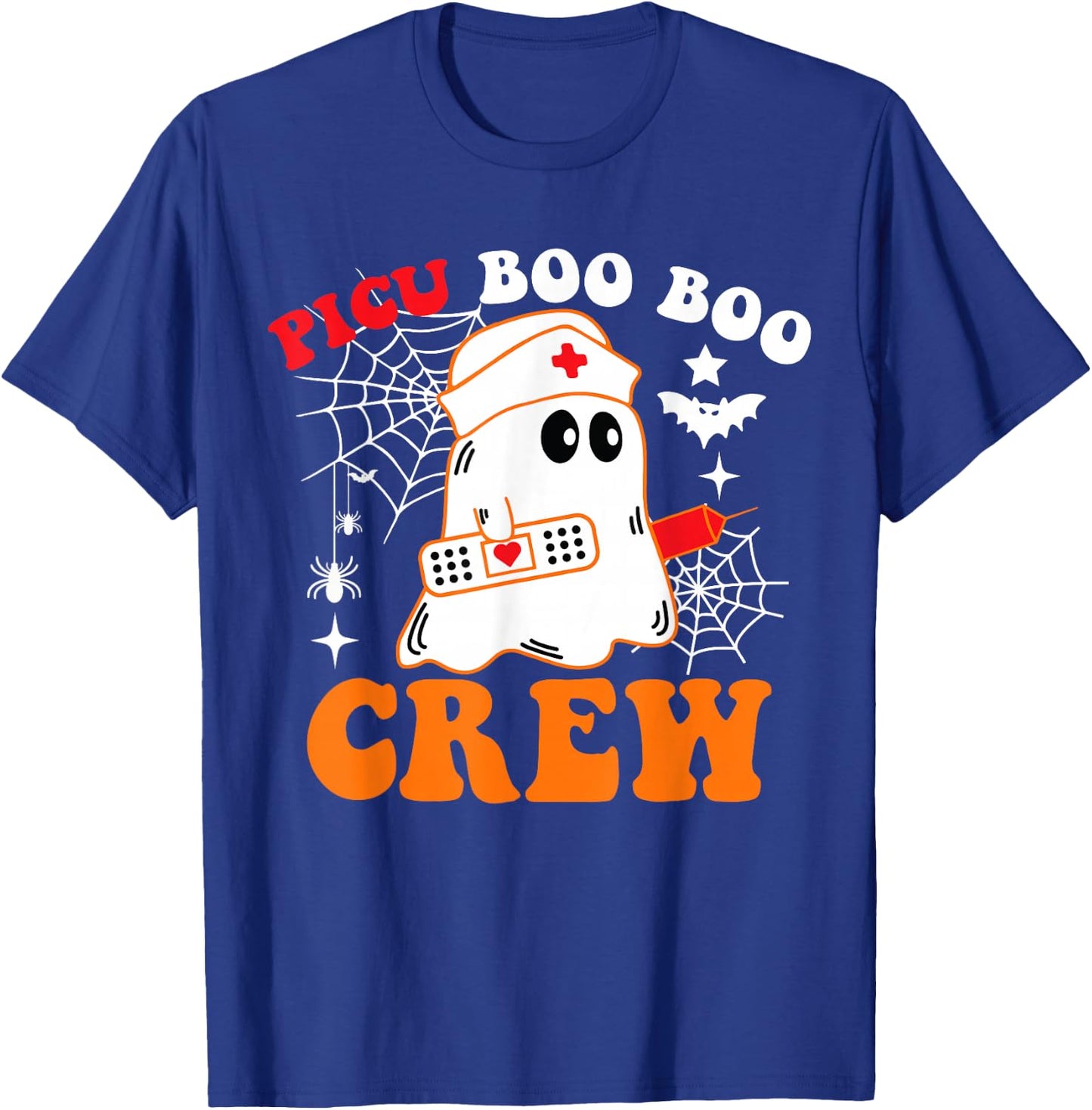 PICU Boo Boo Crew Funny Nurse Ghost Halloween T-Shirt - T-Shirt | Royal