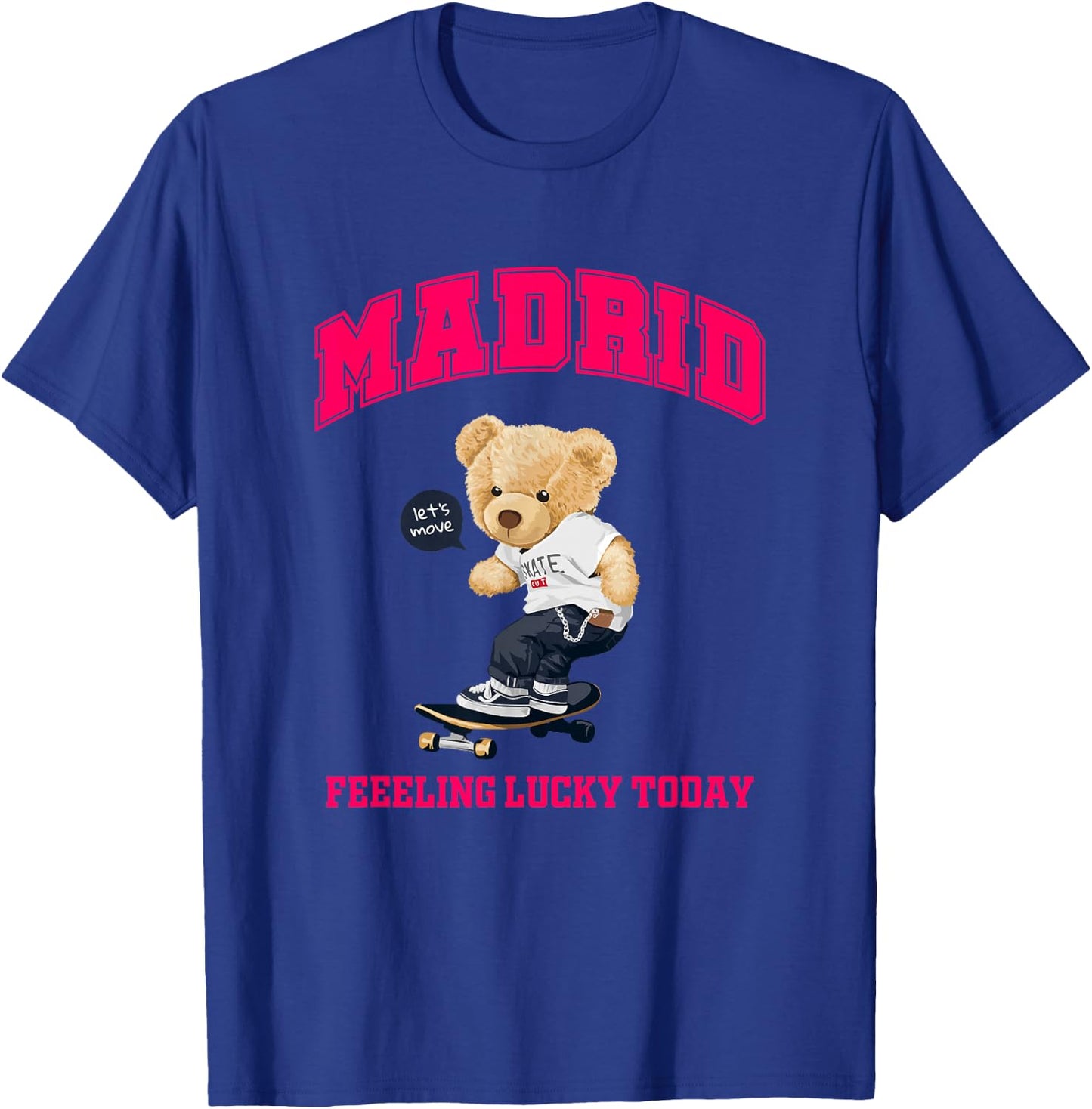 Cool Madrid Spain Teddy Bear Illustration Graphic Cartoon T-Shirt - T-Shirt | Royal