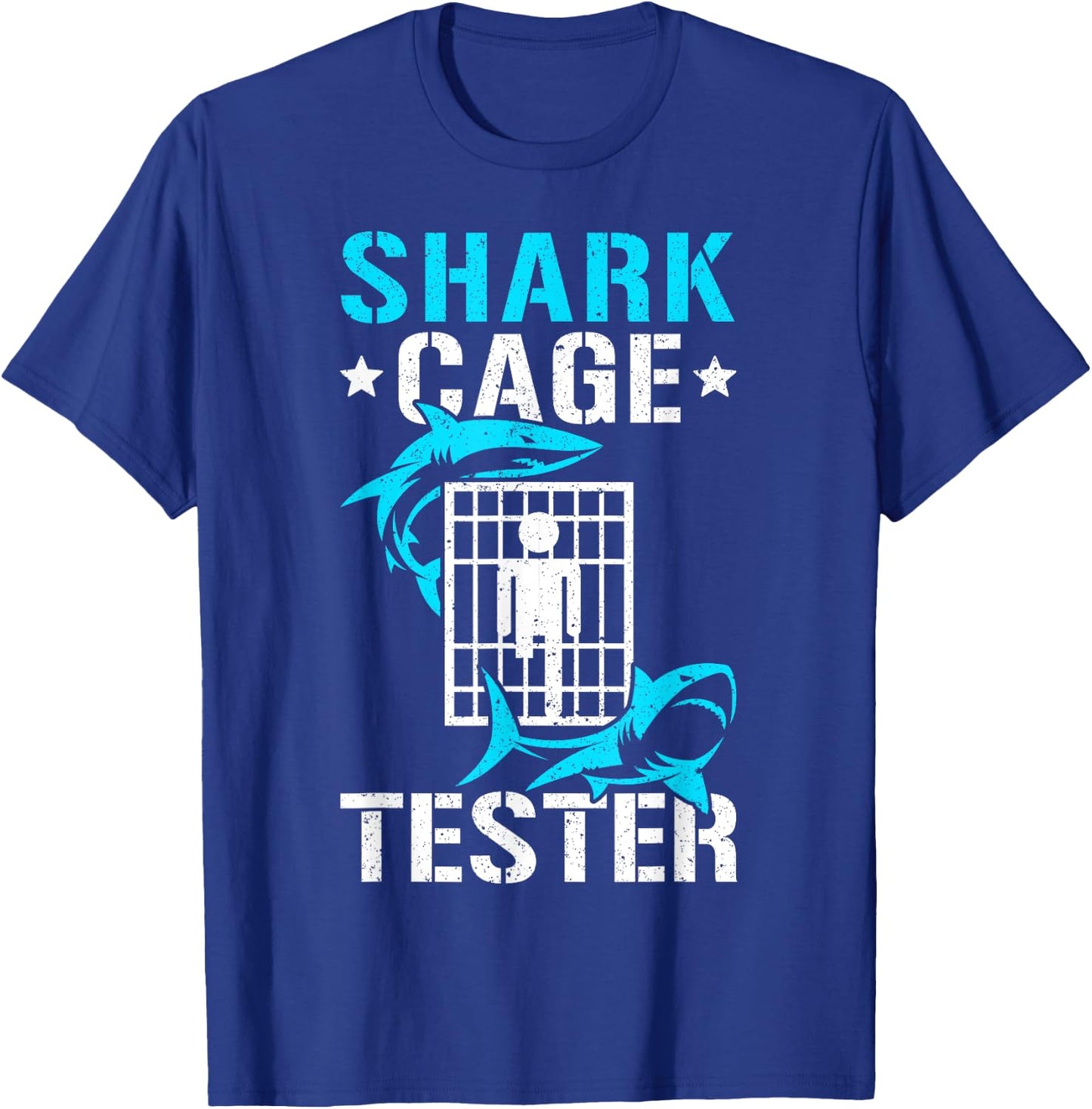 Leg Prosthetic Amputation Vintage Shark Cage Tester T-Shirt - T-Shirt | Royal