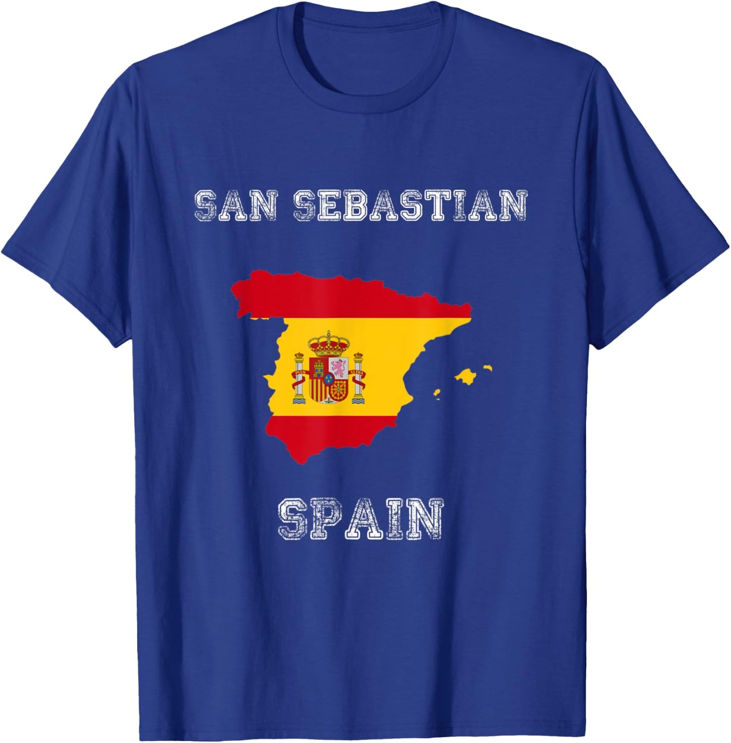 Retro San Sebastian Spain Distressed Spain Flag T-Shirt - T-Shirt | Royal