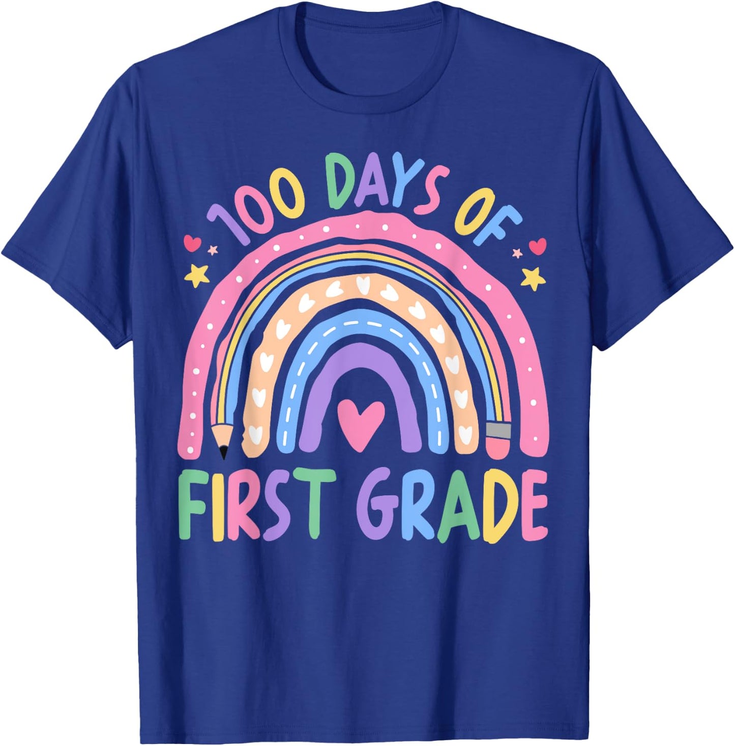 Happy 100th Day of 1st Grade Teacher Kids 100 Days Smarter T-Shirt - T-Shirt | Royal