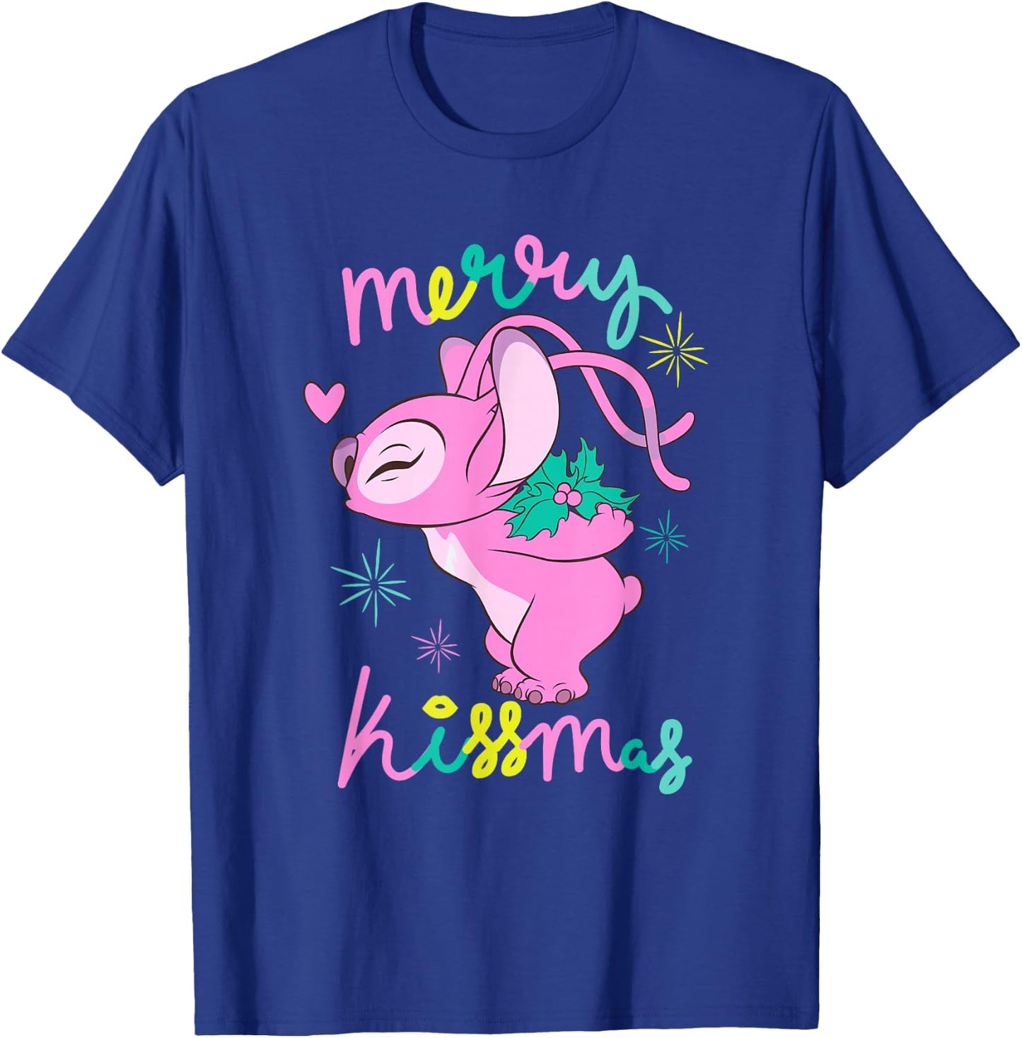 Disney Lilo & Stitch Christmas Angel Merry Kissmas Mistletoe T-Shirt - T-Shirt | Royal