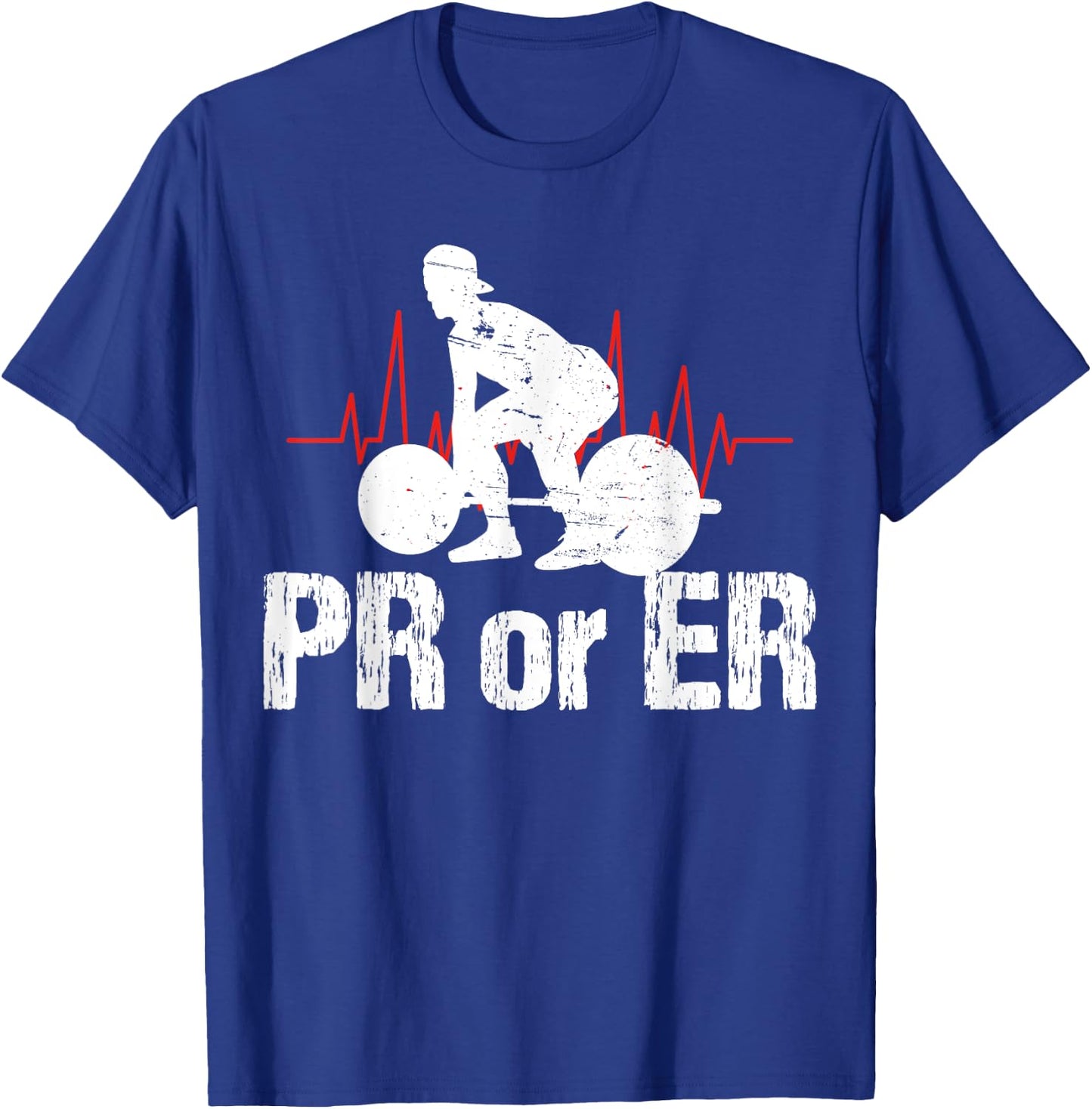 PR Or ER Funny Weightlifting Bodybuilding Apparel Vintage T-Shirt - T-Shirt | Royal