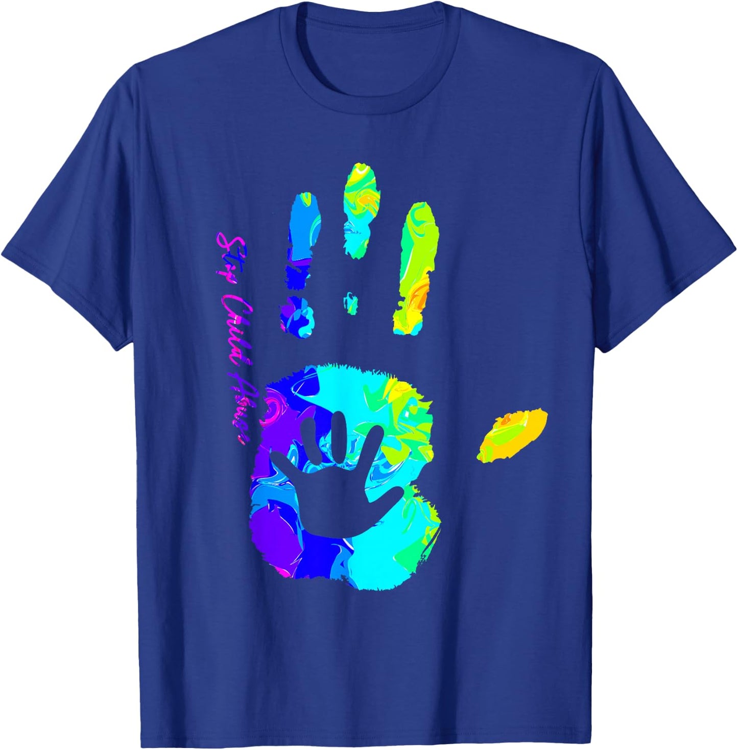 Stop Child Abuse Shirts Tie Dye Child Abuse Awareness Month T-Shirt - T-Shirt | Royal