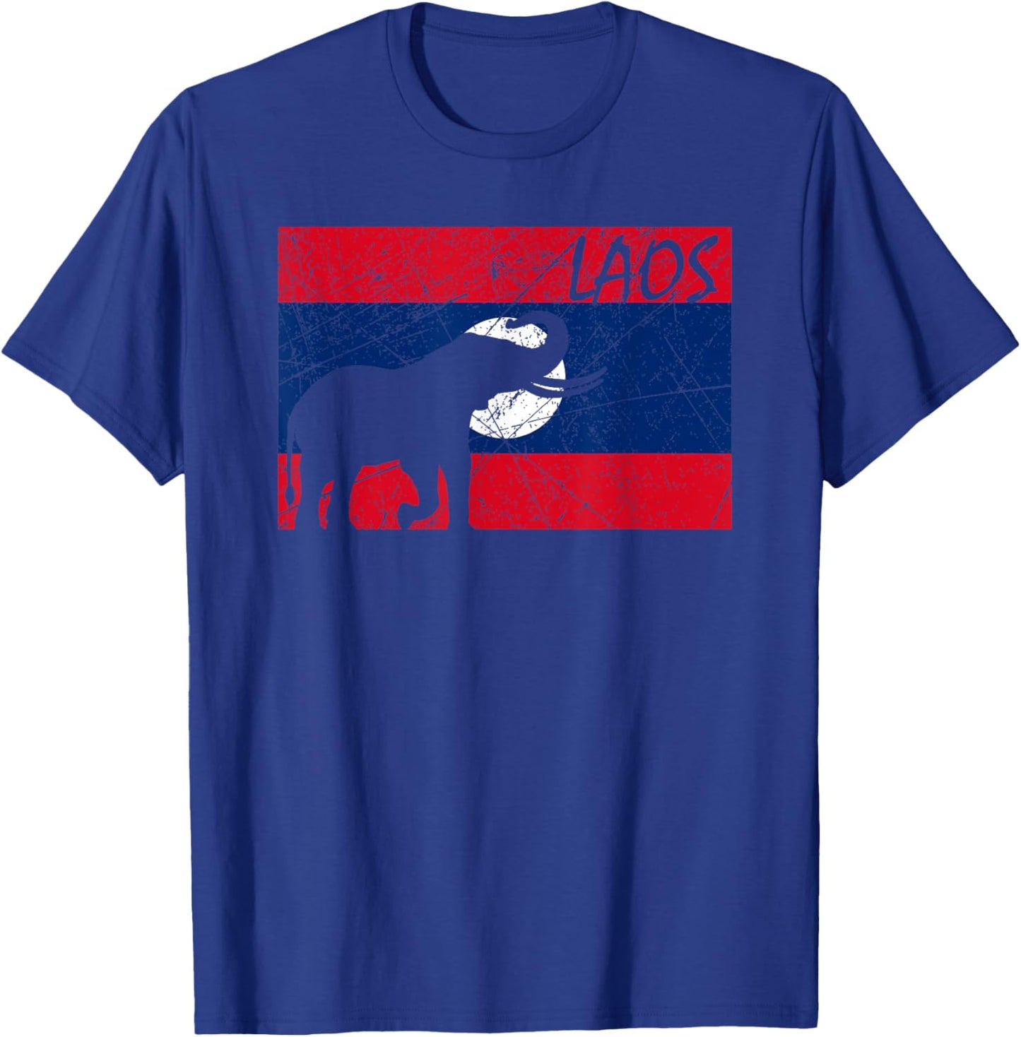 Laos Lao Laotian Proud Wild Elephants Former National Flag T-Shirt - T-Shirt | Royal