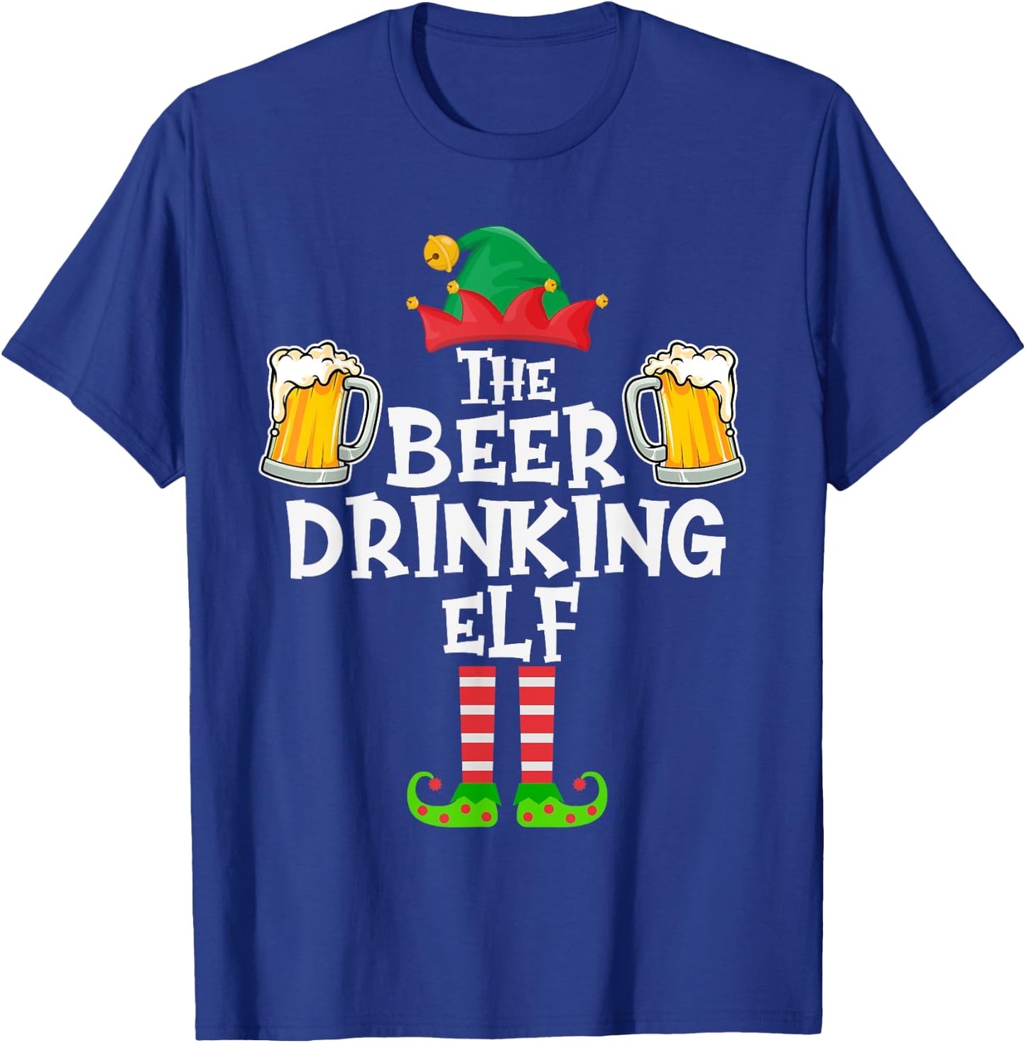 The Beer Drinking Elf, Funny Matching Family Group Christmas T-Shirt - T-Shirt | Royal