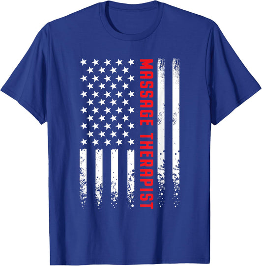 USA American Flag Licensed Massage Therapist 4th of July Women Men T-Shirt - T-Shirt | Royal
