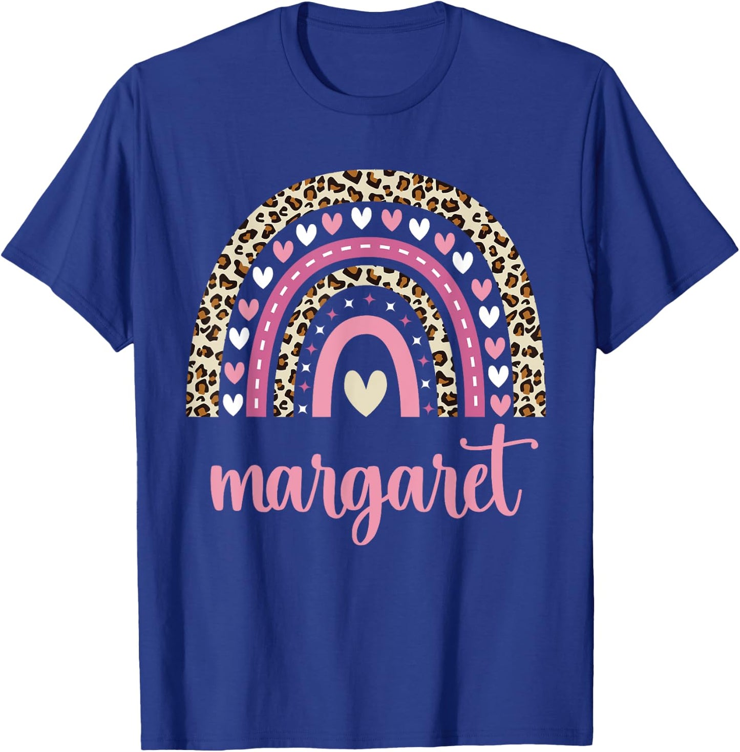 Margaret Rainbow Leopard Personalized Margaret Birthday T-Shirt - T-Shirt | Royal
