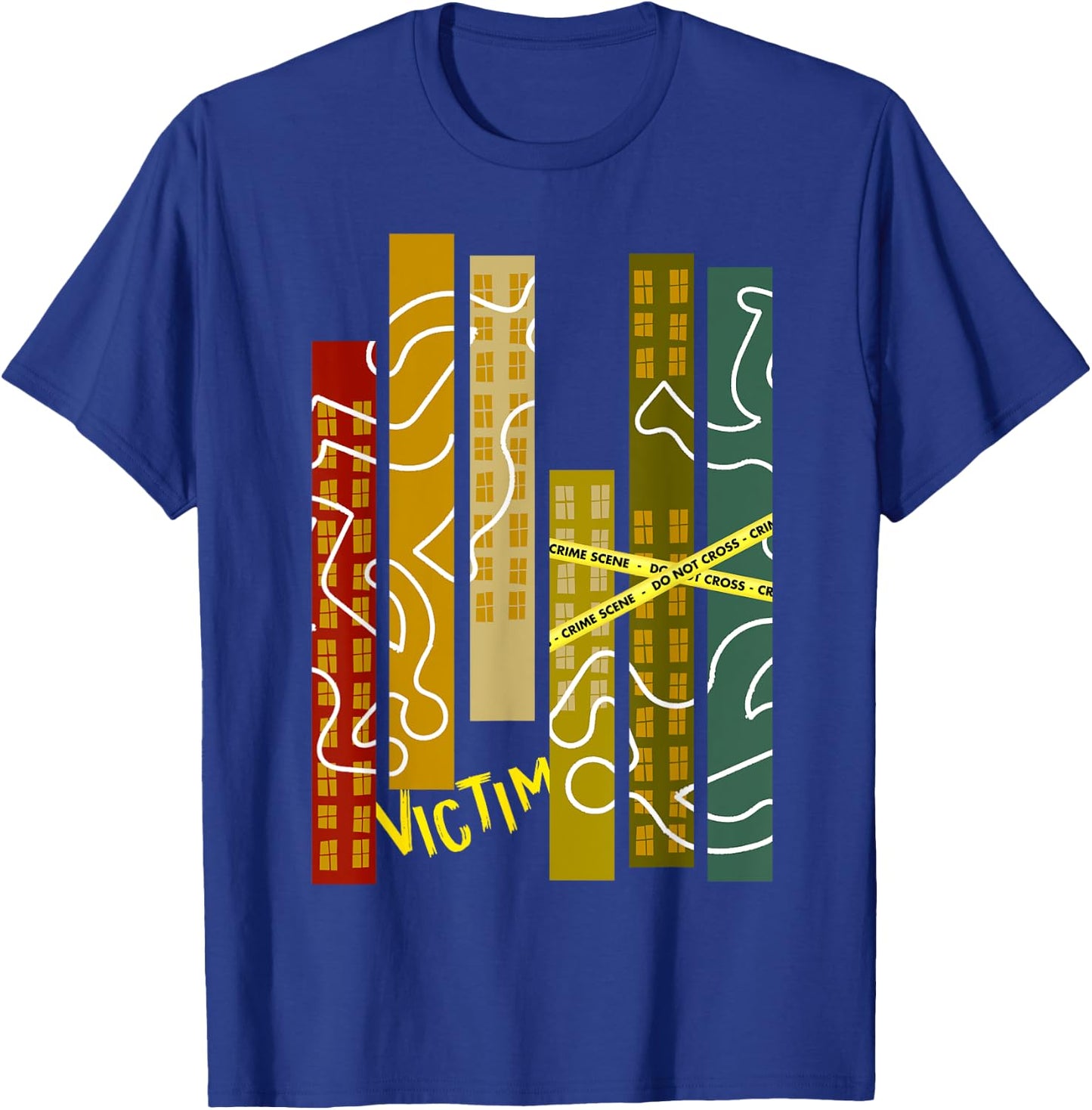 Crime Scene Victim Murder Mystery Dinner Chalk Outline T-Shirt - T-Shirt | Royal