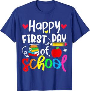 Back To School Happy First Day Of School Student Teacher Women Kids T-Shirt - T-Shirt | Royal