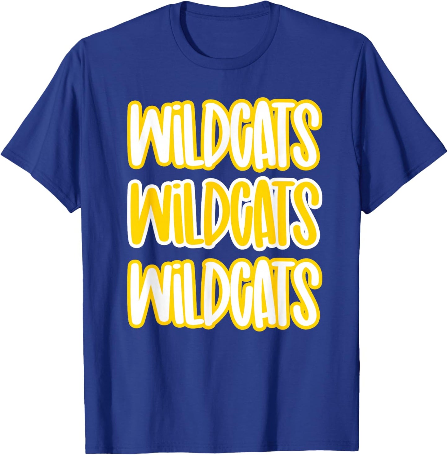 Wildcats Repeating School Spirit Yellow Gold T-Shirt - T-Shirt | Royal