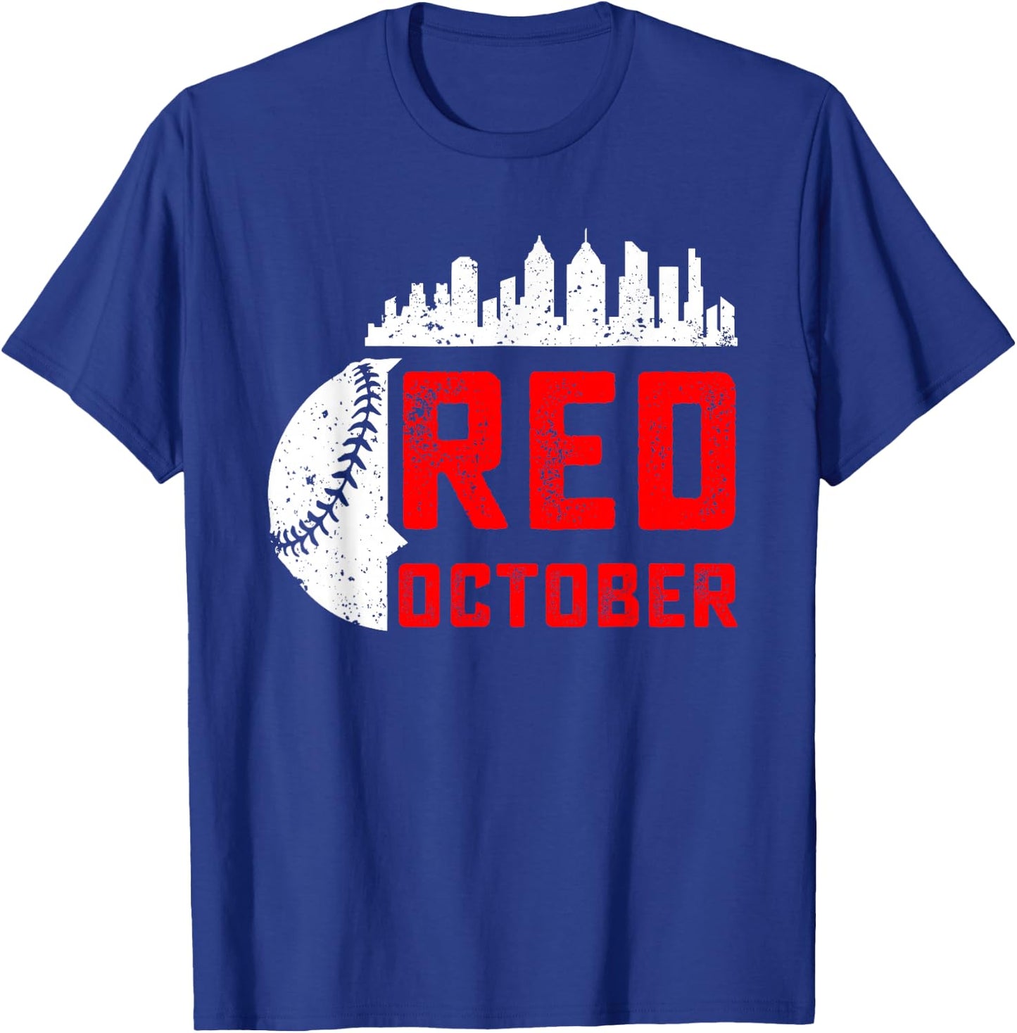 Funny In October We Red Baseball T-Shirt - T-Shirt | Royal
