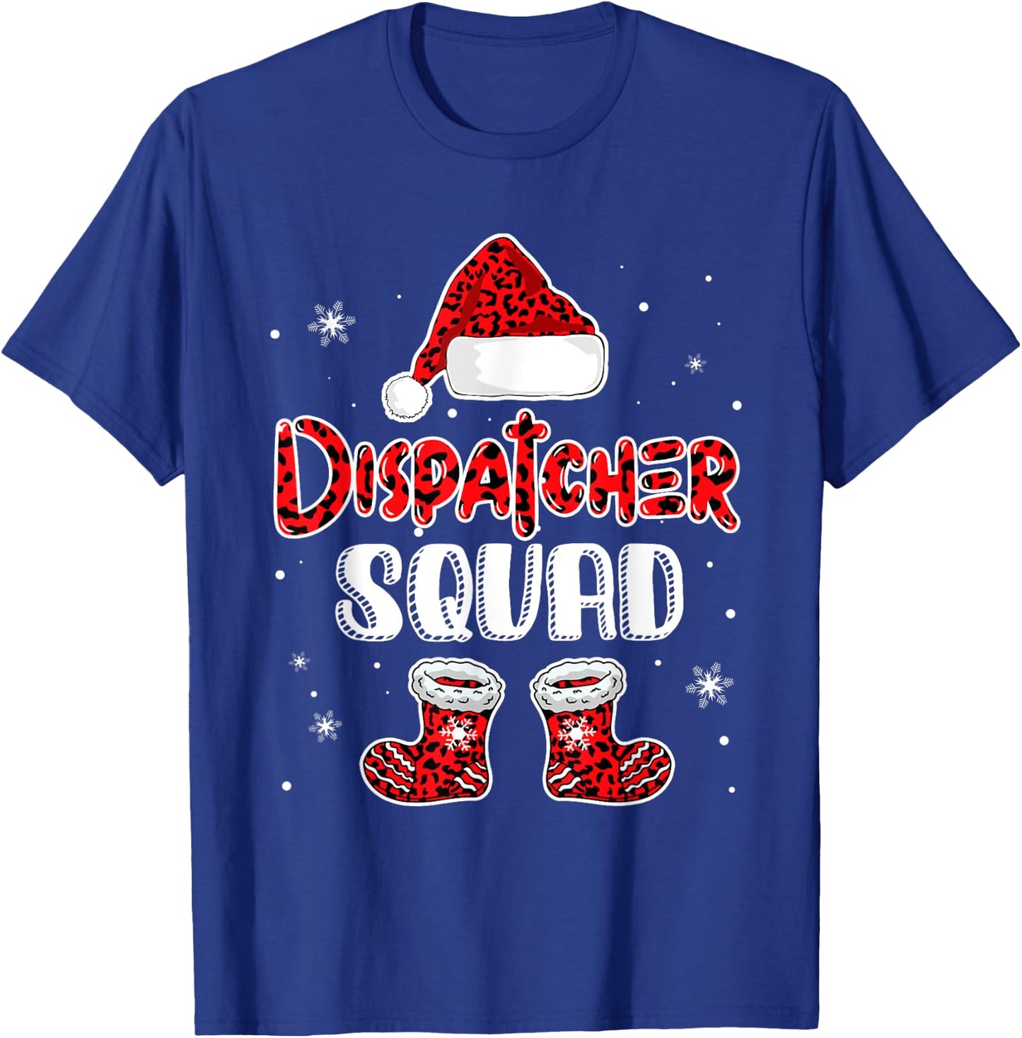 Dispatcher Squad Leopard Santa's Hat Christmas Dispatcher T-Shirt - T-Shirt | Royal