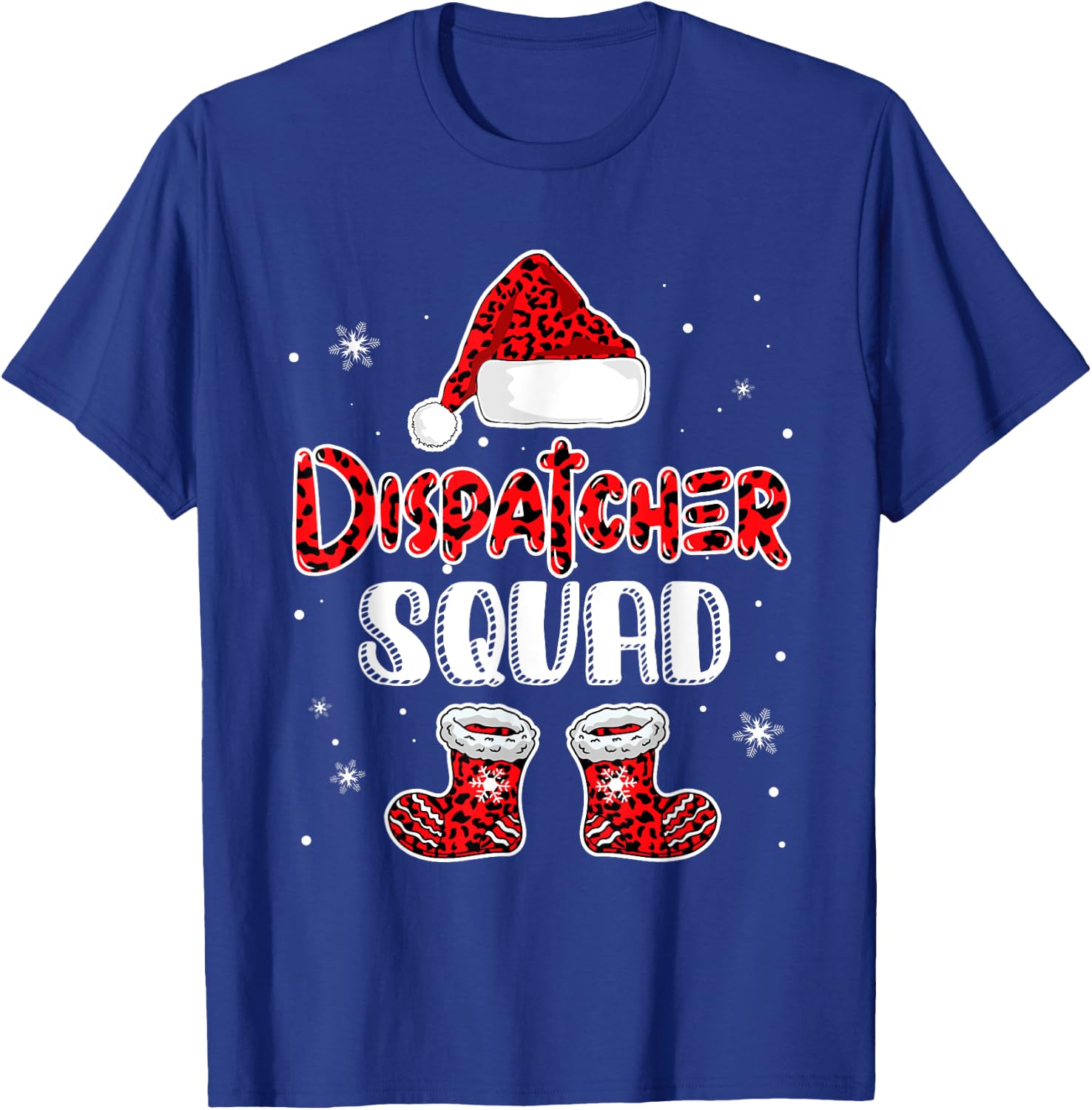 Dispatcher Squad Leopard Santa's Hat Christmas Dispatcher T-Shirt - T-Shirt | Royal