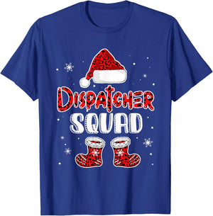 Dispatcher Squad Leopard Santa's Hat Christmas Dispatcher T-Shirt - T-Shirt | Royal