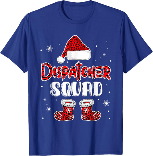 Dispatcher Squad Leopard Santa's Hat Christmas Dispatcher T-Shirt - T-Shirt | Royal