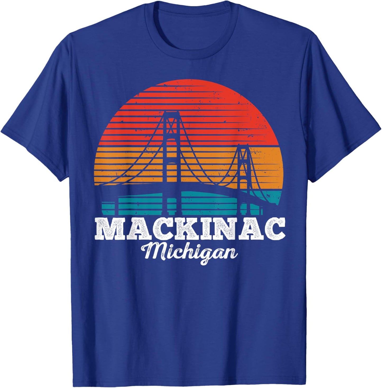 Mackinac Bridge Souvenir Mackinaw Island Retro Michigan T-Shirt - T-Shirt | Royal