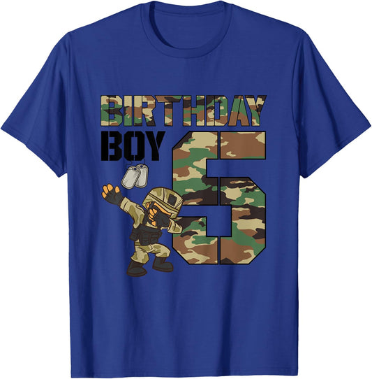 Kids 5 Year Old Boy Military Army 5th Birthday Boy Matching T-Shirt - T-Shirt | Royal