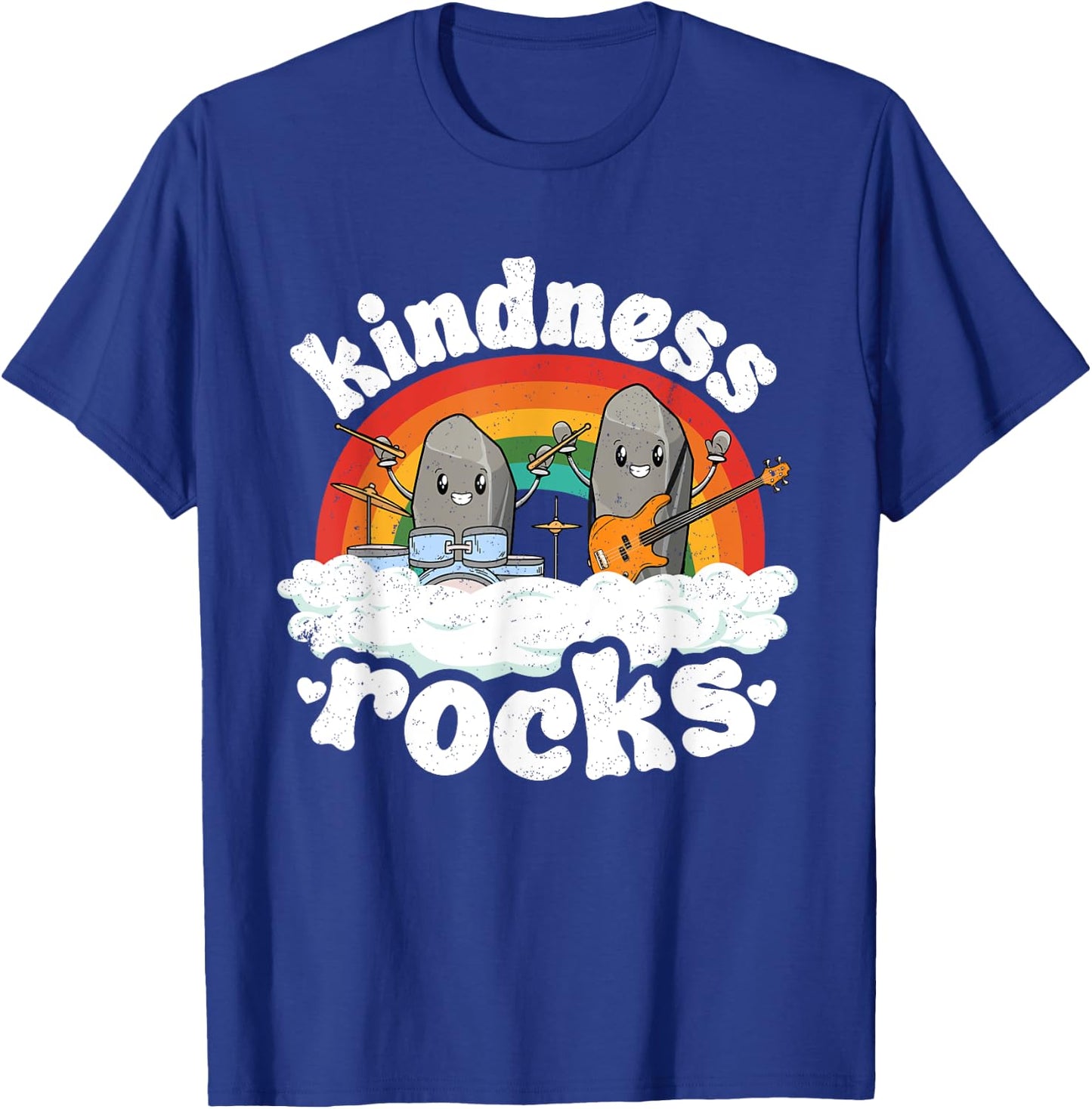 Anti Bullying Rainbow Hippie Music Teacher Kindness Rocks Women Kids T-Shirt - T-Shirt | Royal