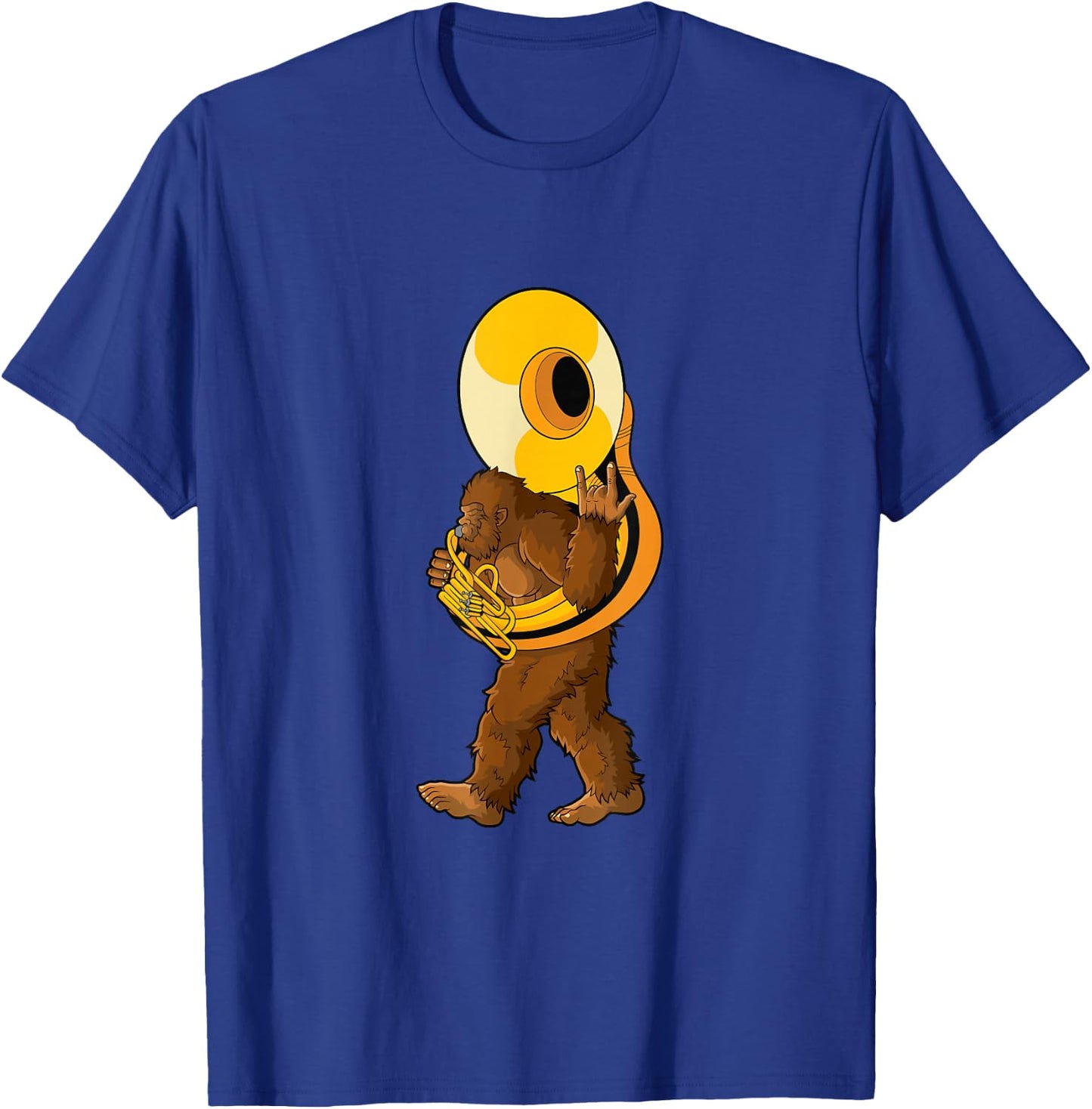 Marching band gifts for musicians Bigfoot Playing Sousaphone Instrument Tuba T-Shirt - T-Shirt | Royal