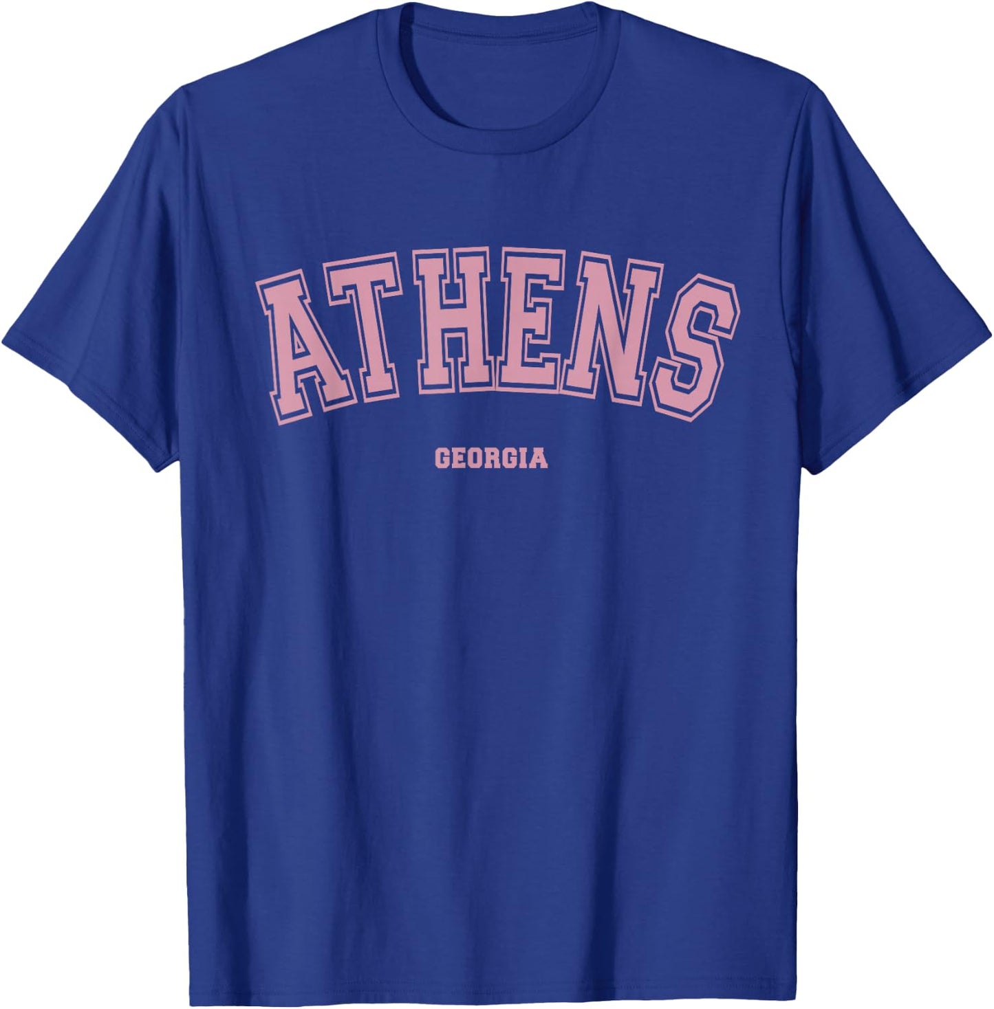 Pink Athens Georgia GA Varsity Style on Athens T-Shirt - T-Shirt | Royal