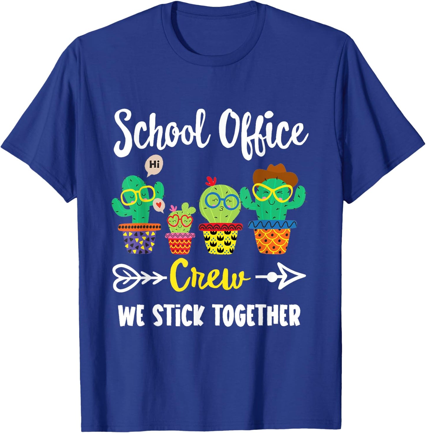 Matching Teacher Back to School Gifts School Office Crew, Funny Cactus Team School Office Squad Black T-Shirt - T-Shirt | Royal