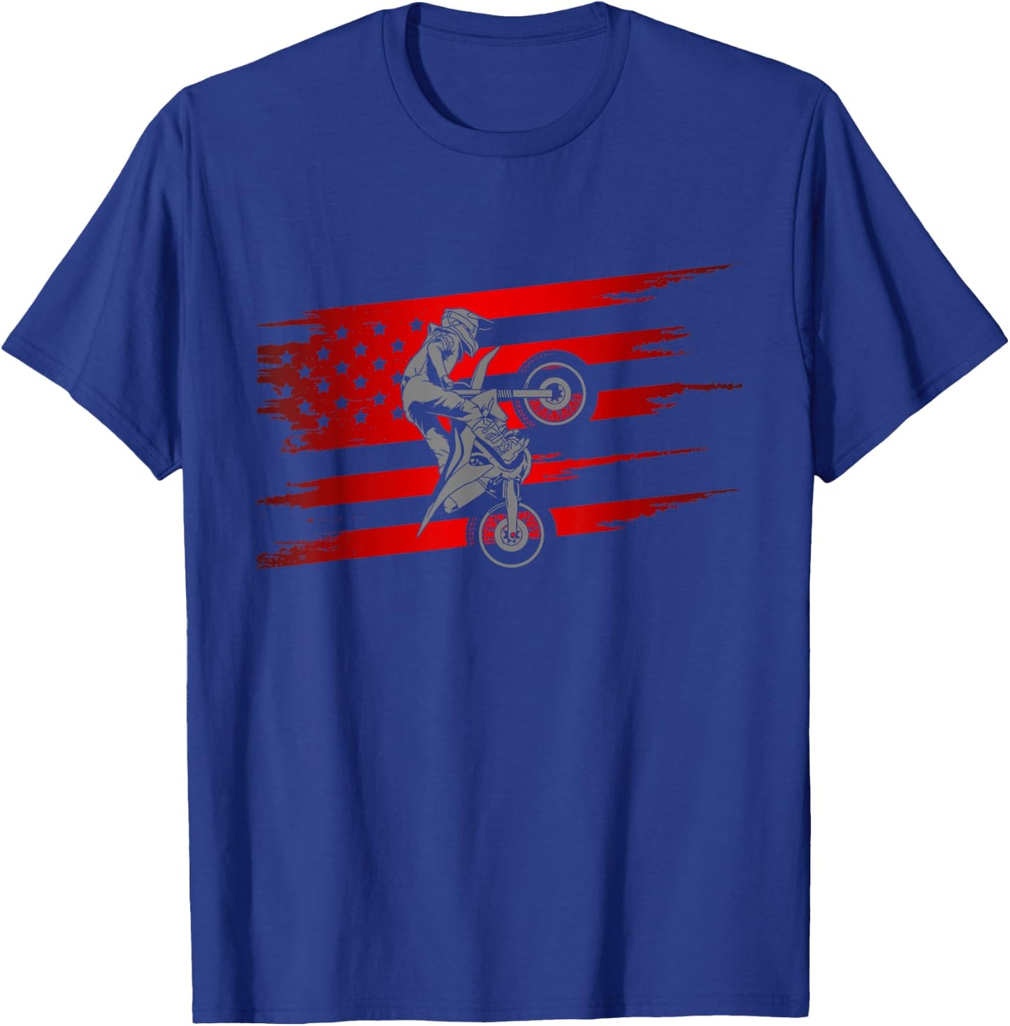 American Flag Motocross Apparel - Motocross Dirt Bike Girls Kids Men T-Shirt - T-Shirt | Royal