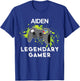 Aiden Name Gift - Personalized Legendary Gamer T-Shirt - T-Shirt | Royal
