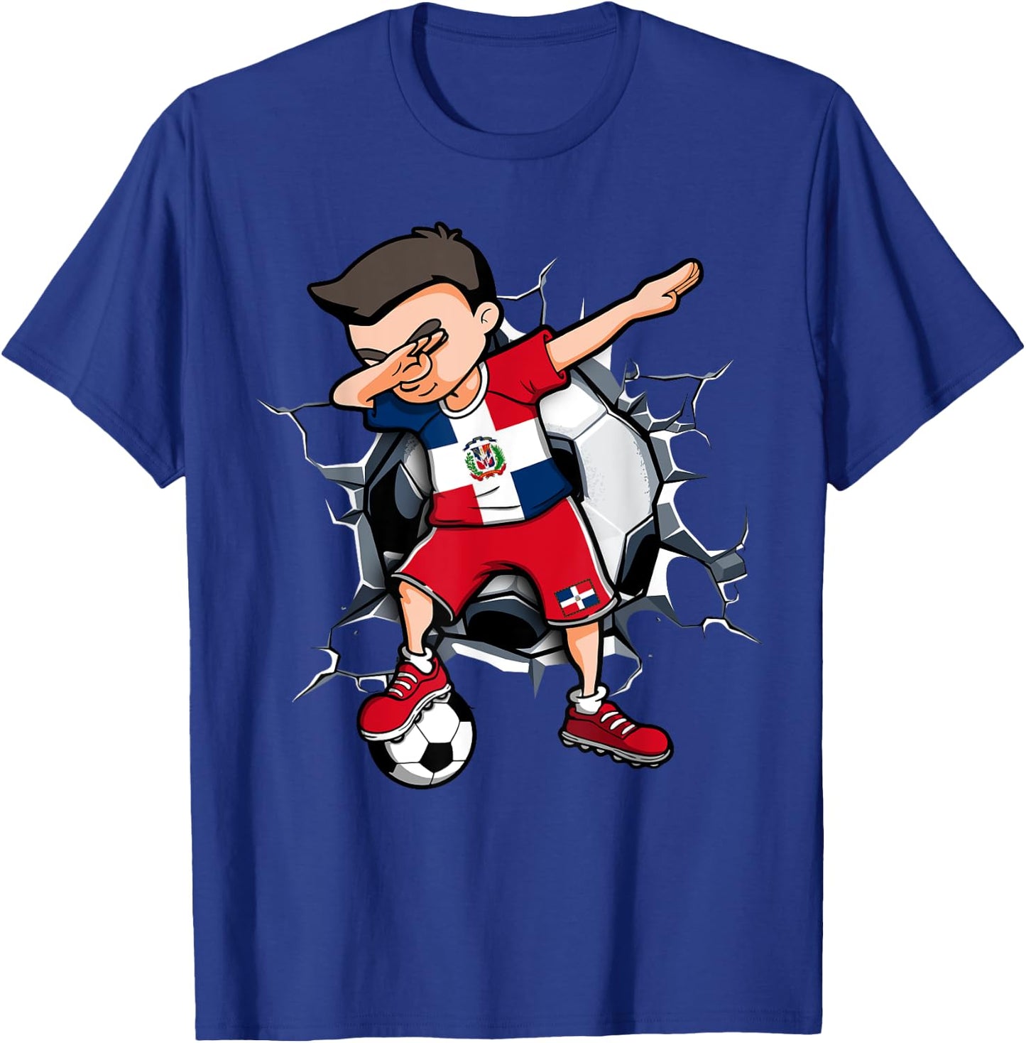 Dabbing Soccer Boy Dominican Republic Football Fans Jersey T-Shirt - T-Shirt | Royal