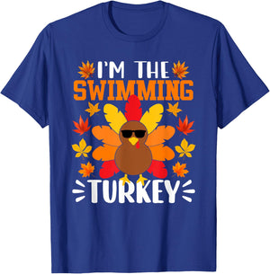 I'm The Swimming Turkey Shirt Funny Turkey Thanksgiving T-Shirt - T-Shirt | Royal