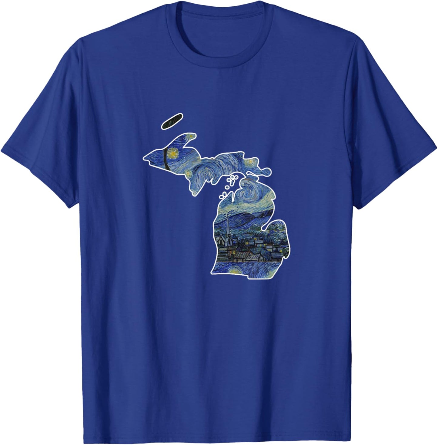 Michigan Starry Night Style State T-Shirt - T-Shirt | Royal