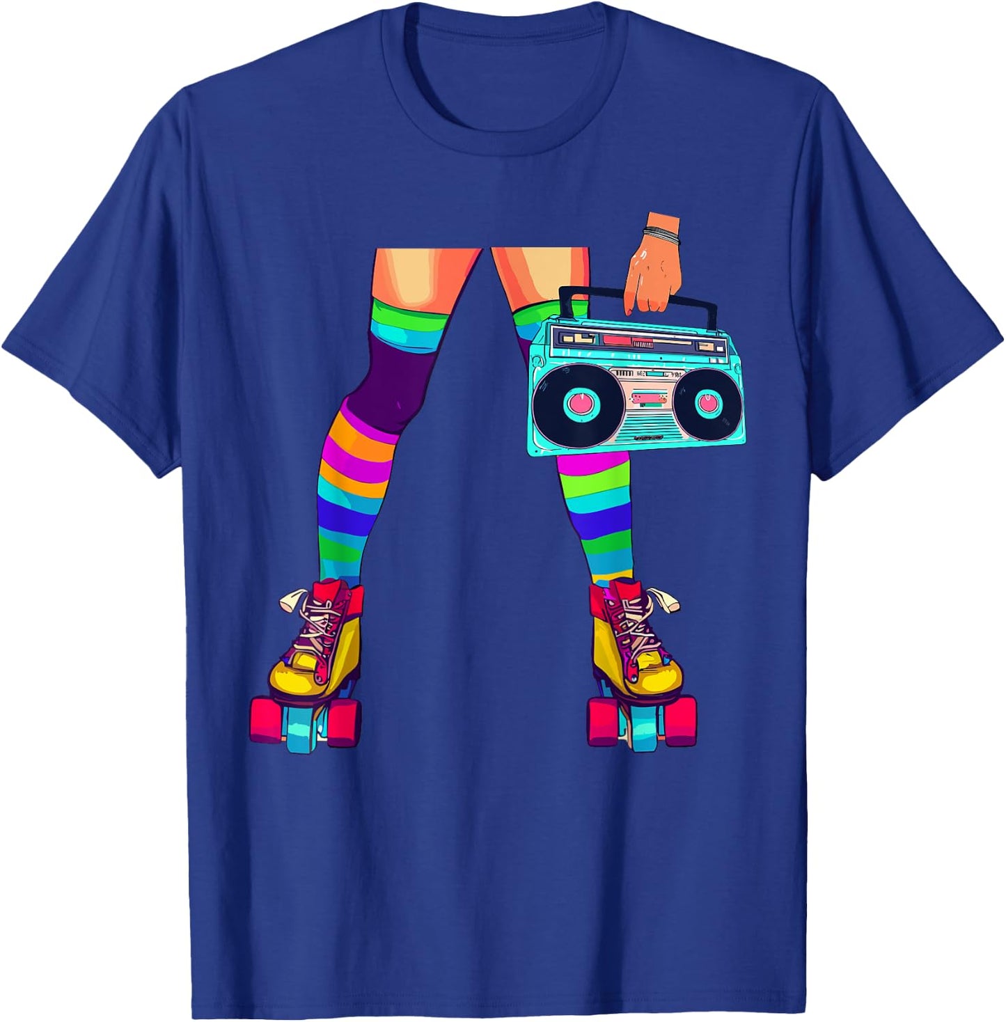 Retro Rollerskates Funny 80's Roller Disco Skating Girl T-Shirt - T-Shirt | Royal
