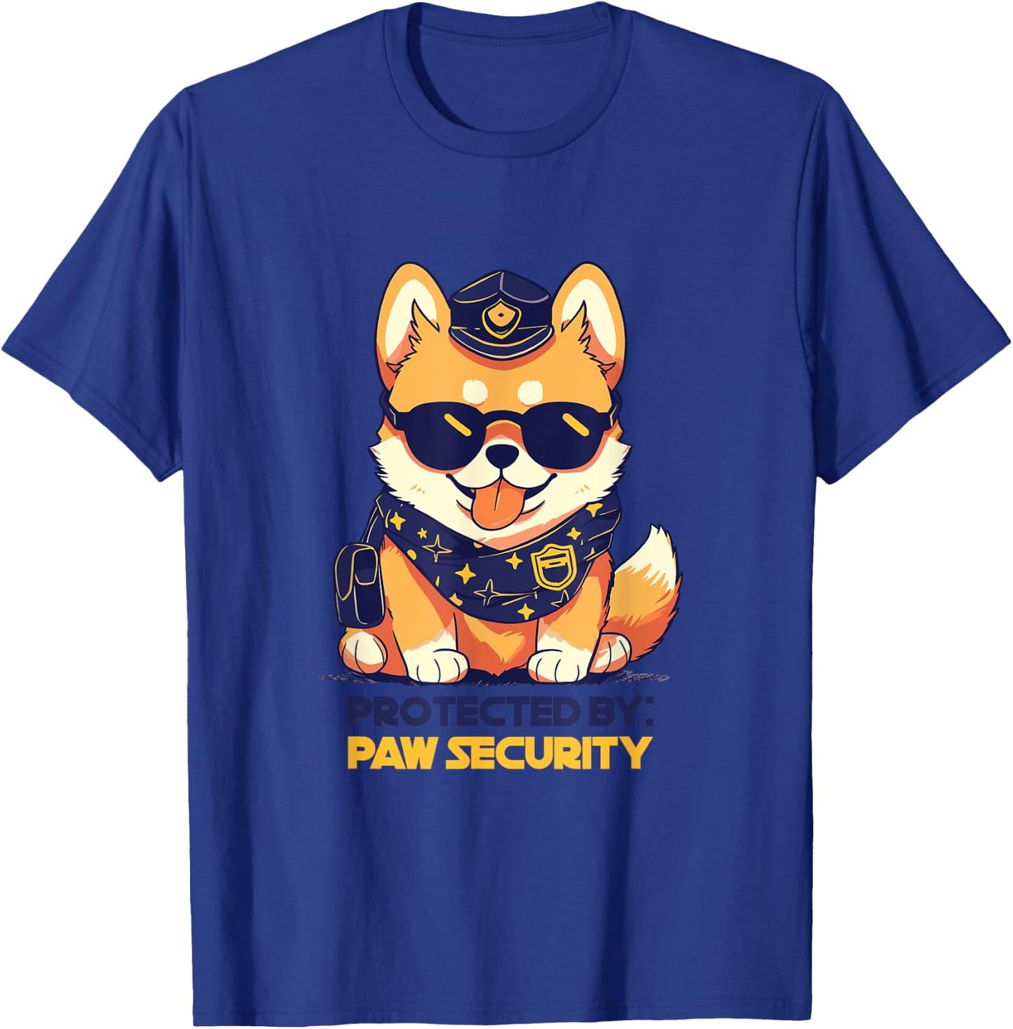 Cute Pomeranian Dog Protected By Paw Security Sunglasses Men Women Kids T-Shirt - T-Shirt | Royal
