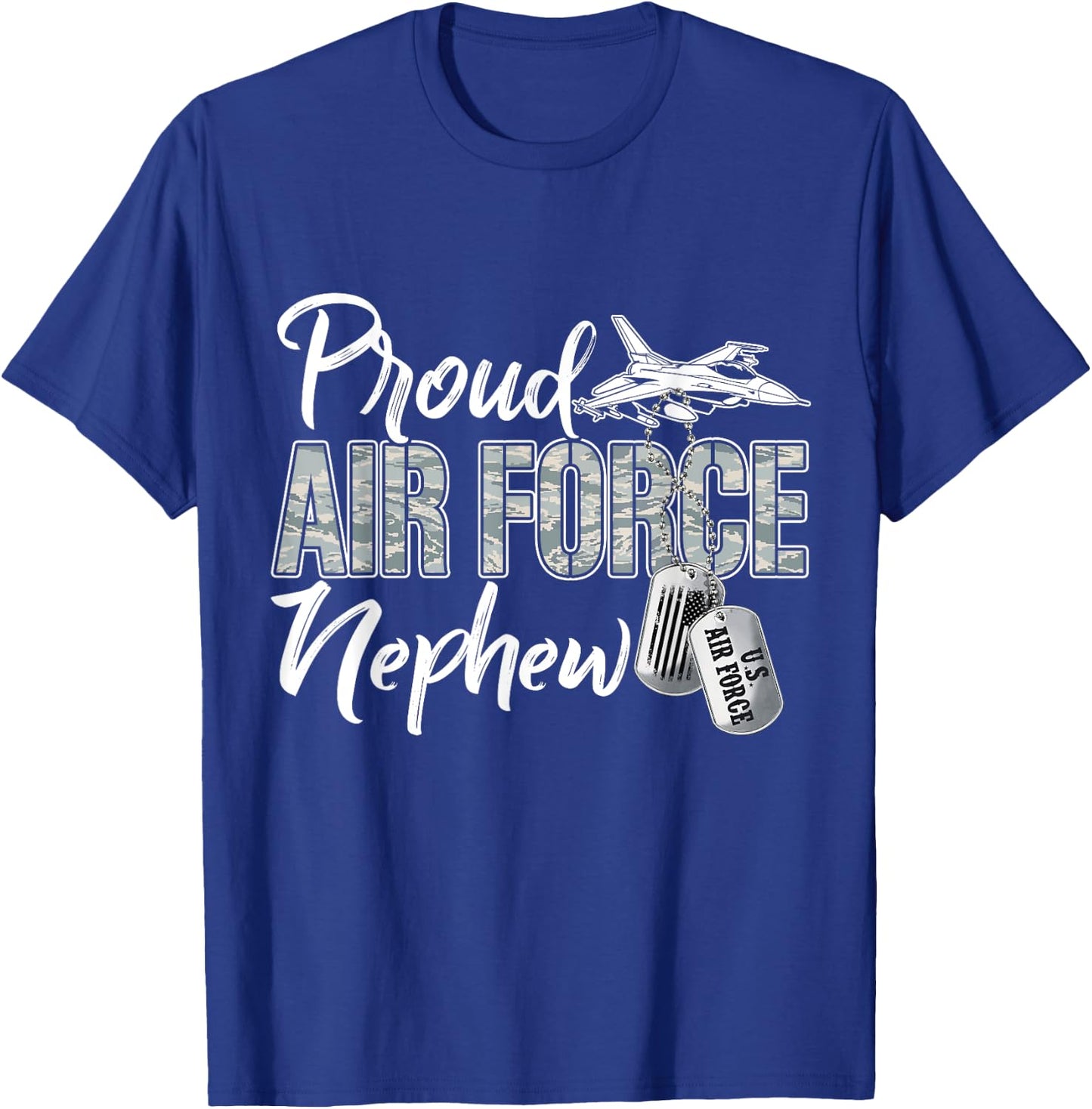 Proud Air Force Nephew Air Force Graduation USAF Nephew T-Shirt - T-Shirt | Royal