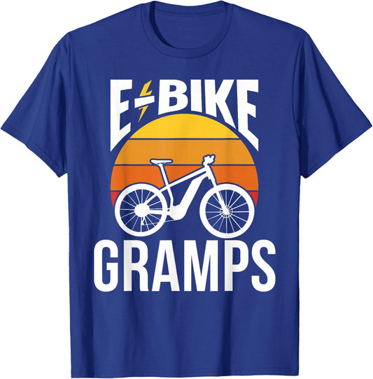 E-Bike Gramps Rider Electric Cycling Cyclist Grandpa T-Shirt - T-Shirt | Royal